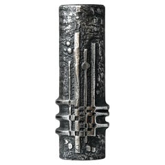 Brutalist Stainless Steel Vase by Olav Joa Joff. Polaris, Norway 1972. Steel Art