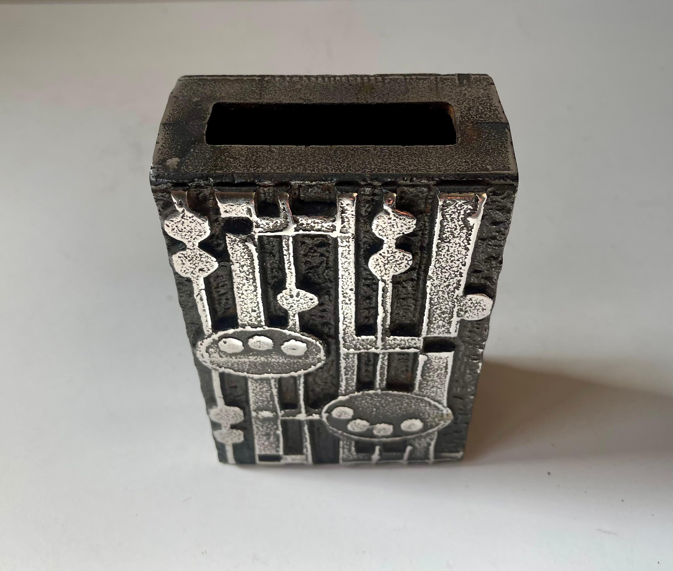 Norwegian Brutalist Stainless Steel Vase by Olav Joff for Polaris/Figgjo, Norway 1970s For Sale