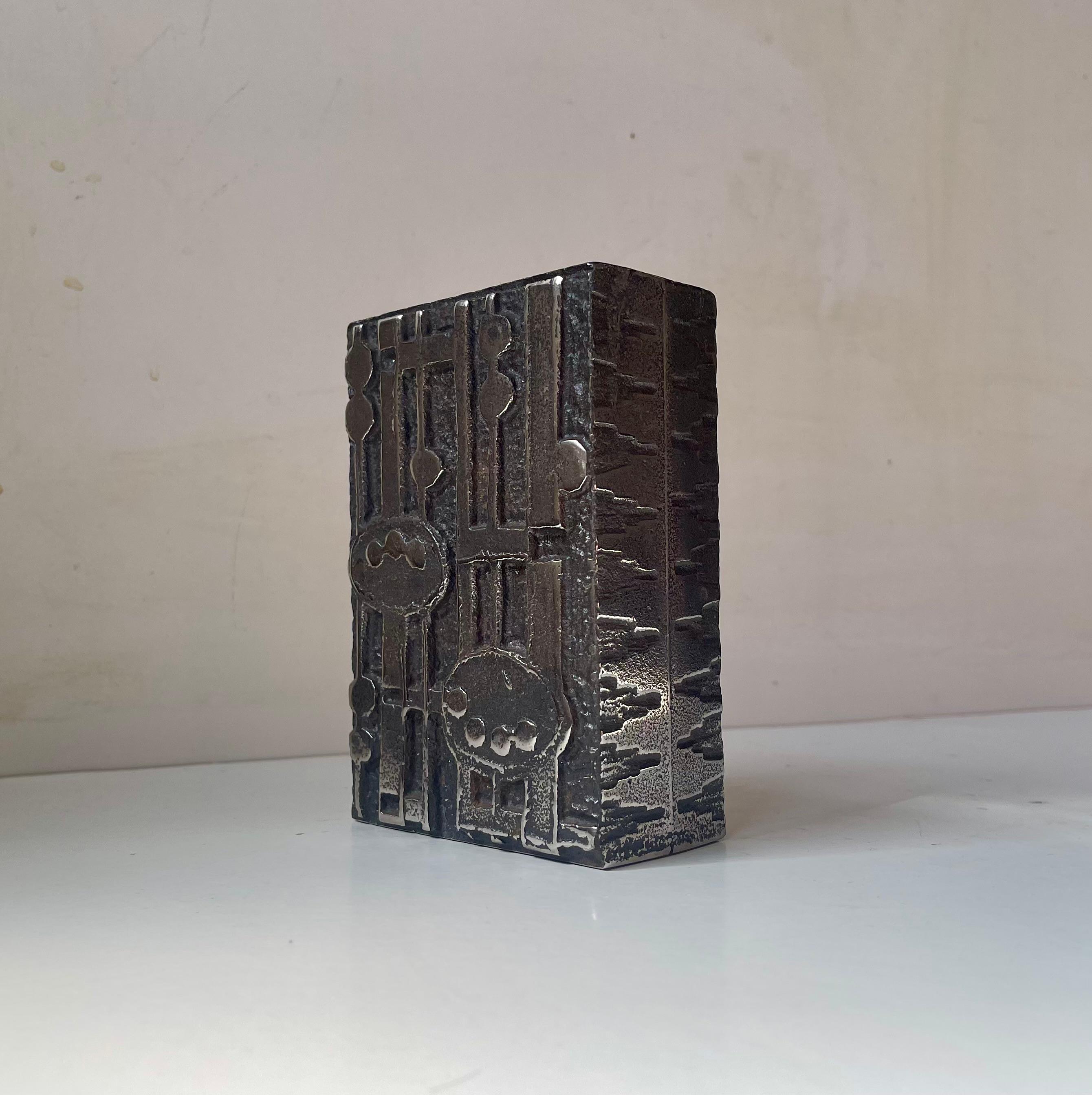 Brutalist Stainless Steel Vase by Olav Joff for Polaris/Figgjo, Norway 1970s For Sale 1