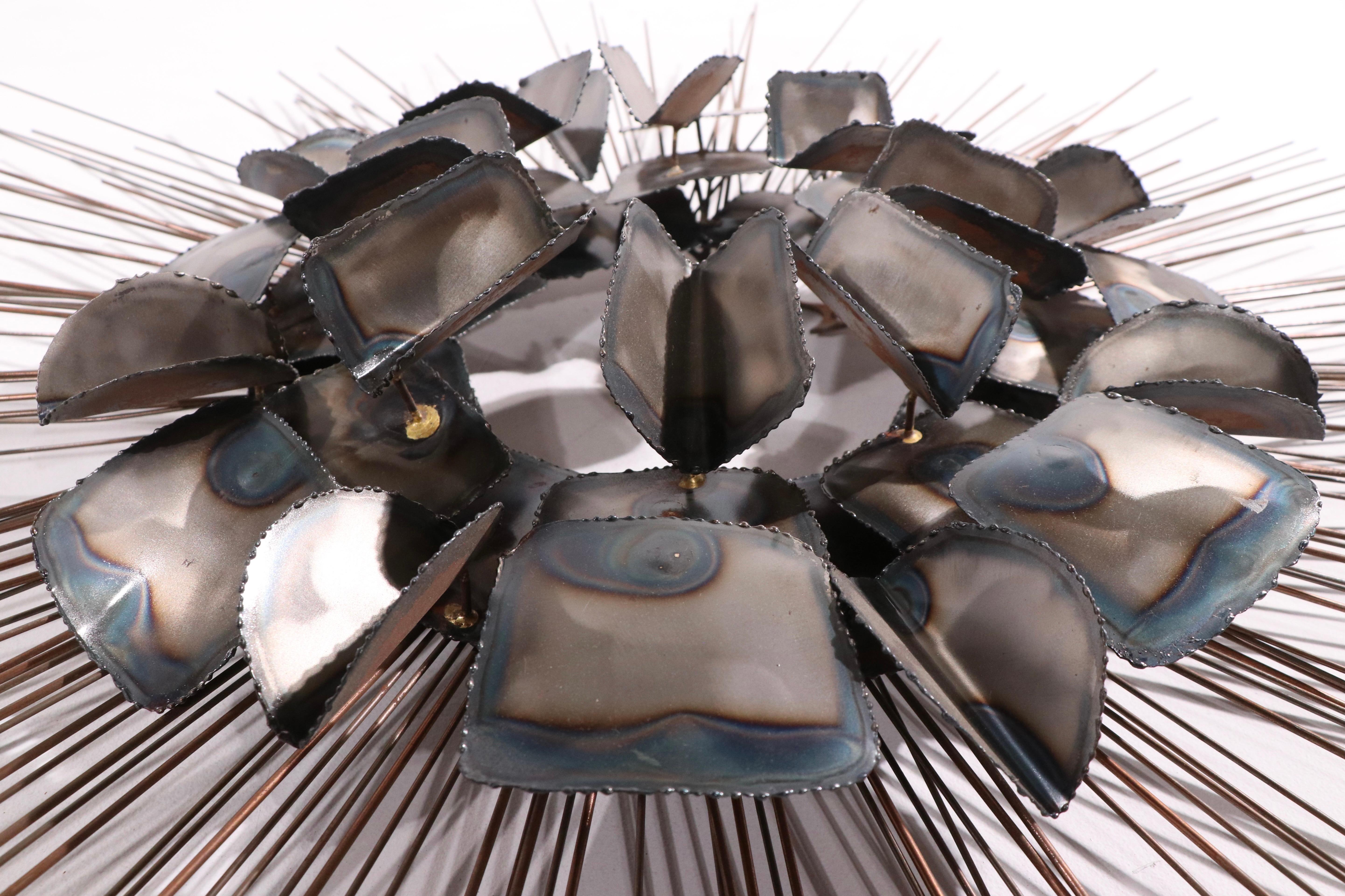 Brutalist Starburst Metal Sculpture Att. to Jere For Sale 4