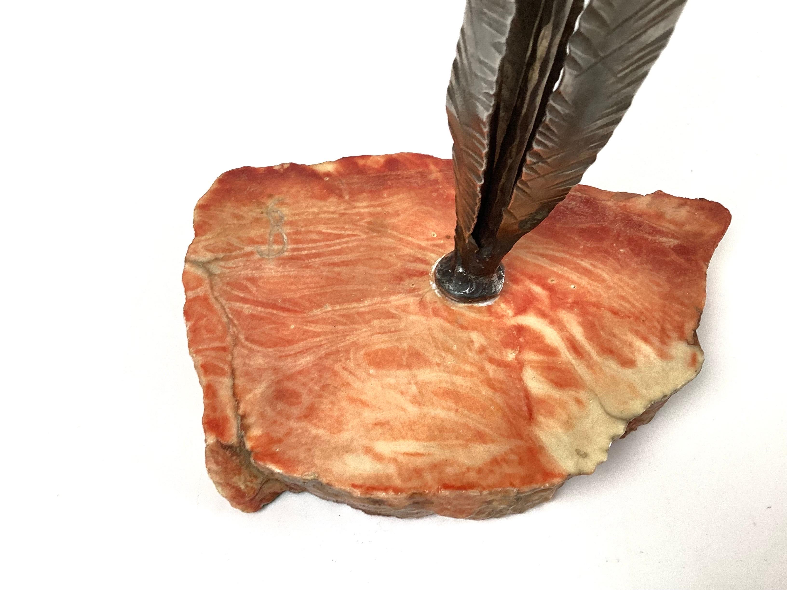 Brutalist Steel Cattail Table Top Sculpture Signed For Sale 2