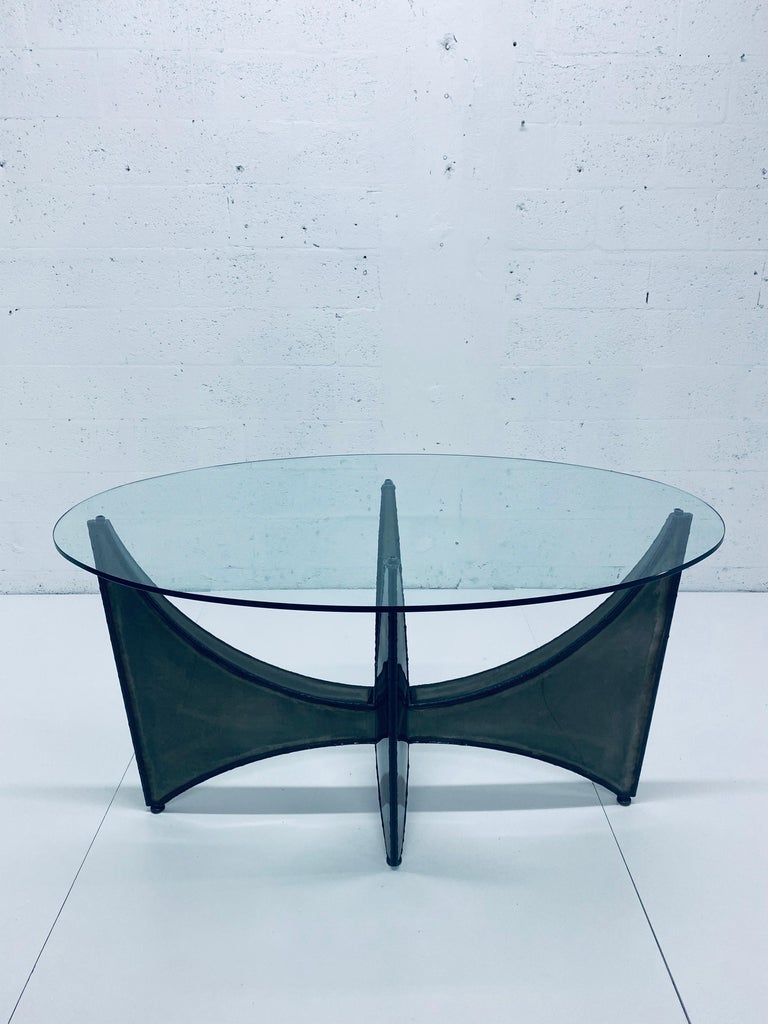 Brutalist Steel Center, Dining or Console Table in the Style of Silas Seandel For Sale 9