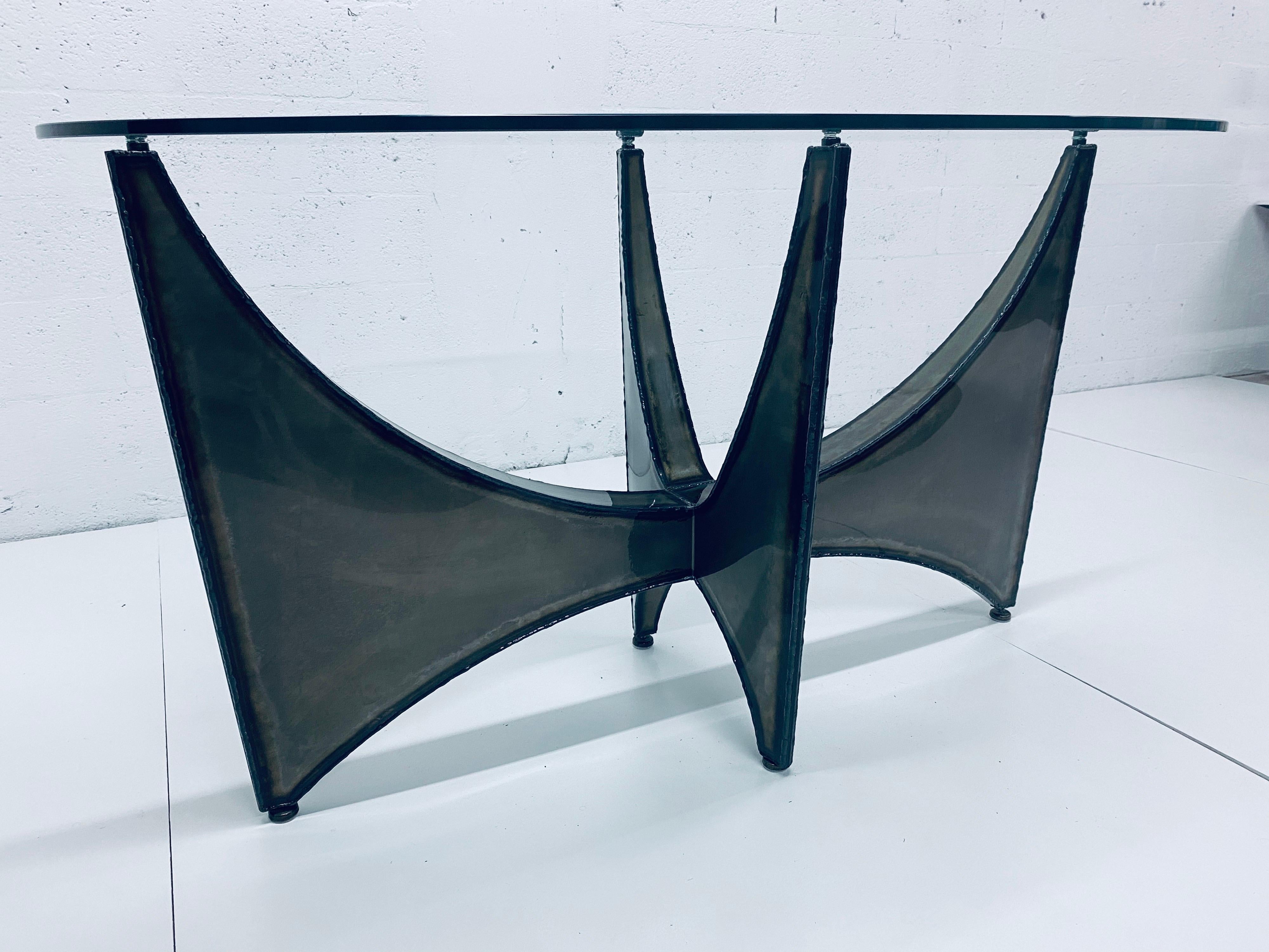 Brutalist Steel Center, Dining or Console Table in the Style of Silas Seandel For Sale 11
