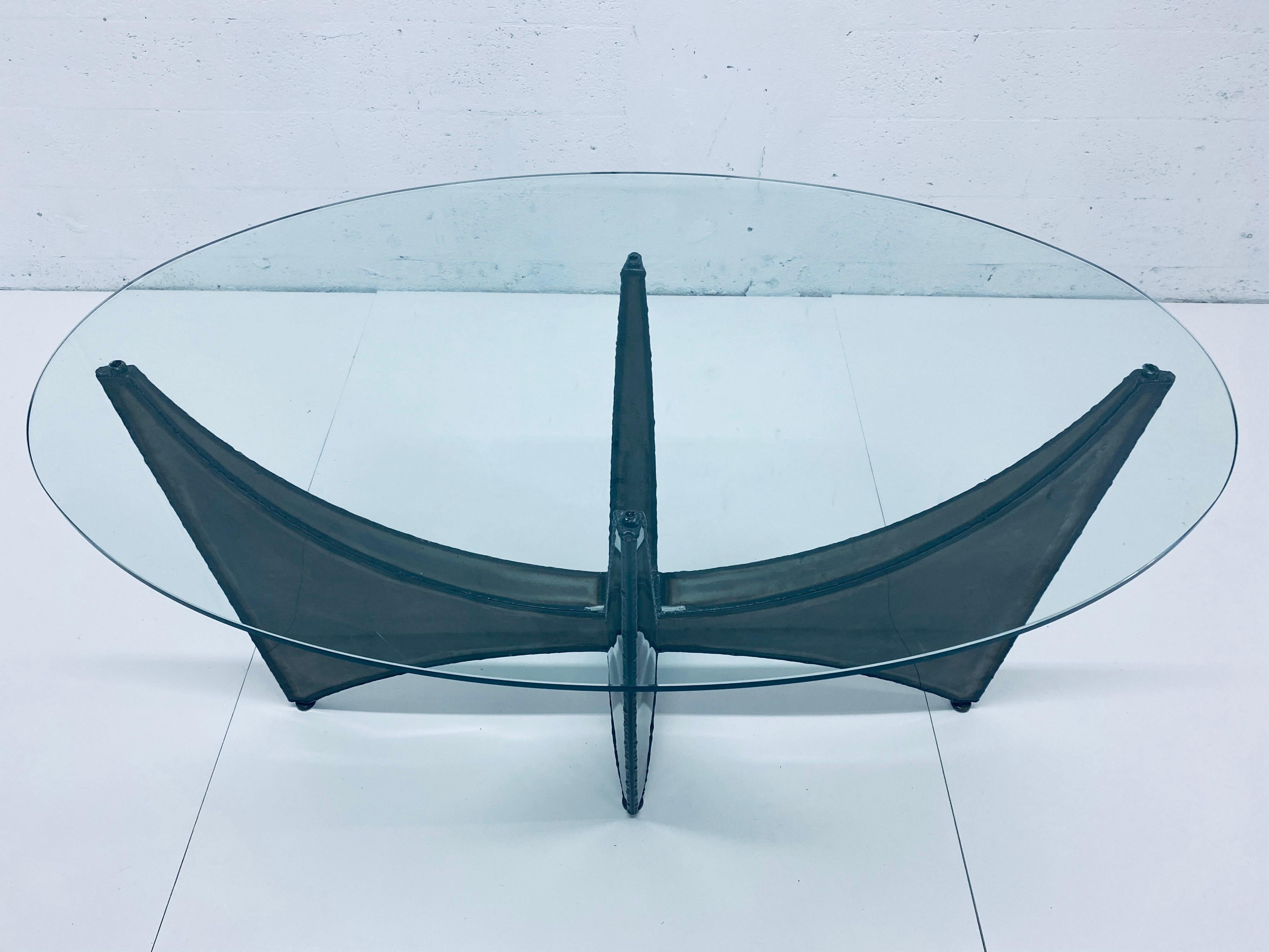 Unknown Brutalist Steel Center, Dining or Console Table in the Style of Silas Seandel For Sale