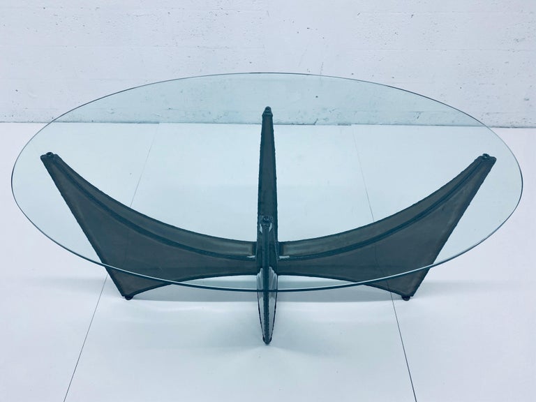 Brutalist Steel Center, Dining or Console Table in the Style of Silas Seandel In Good Condition For Sale In Miami, FL