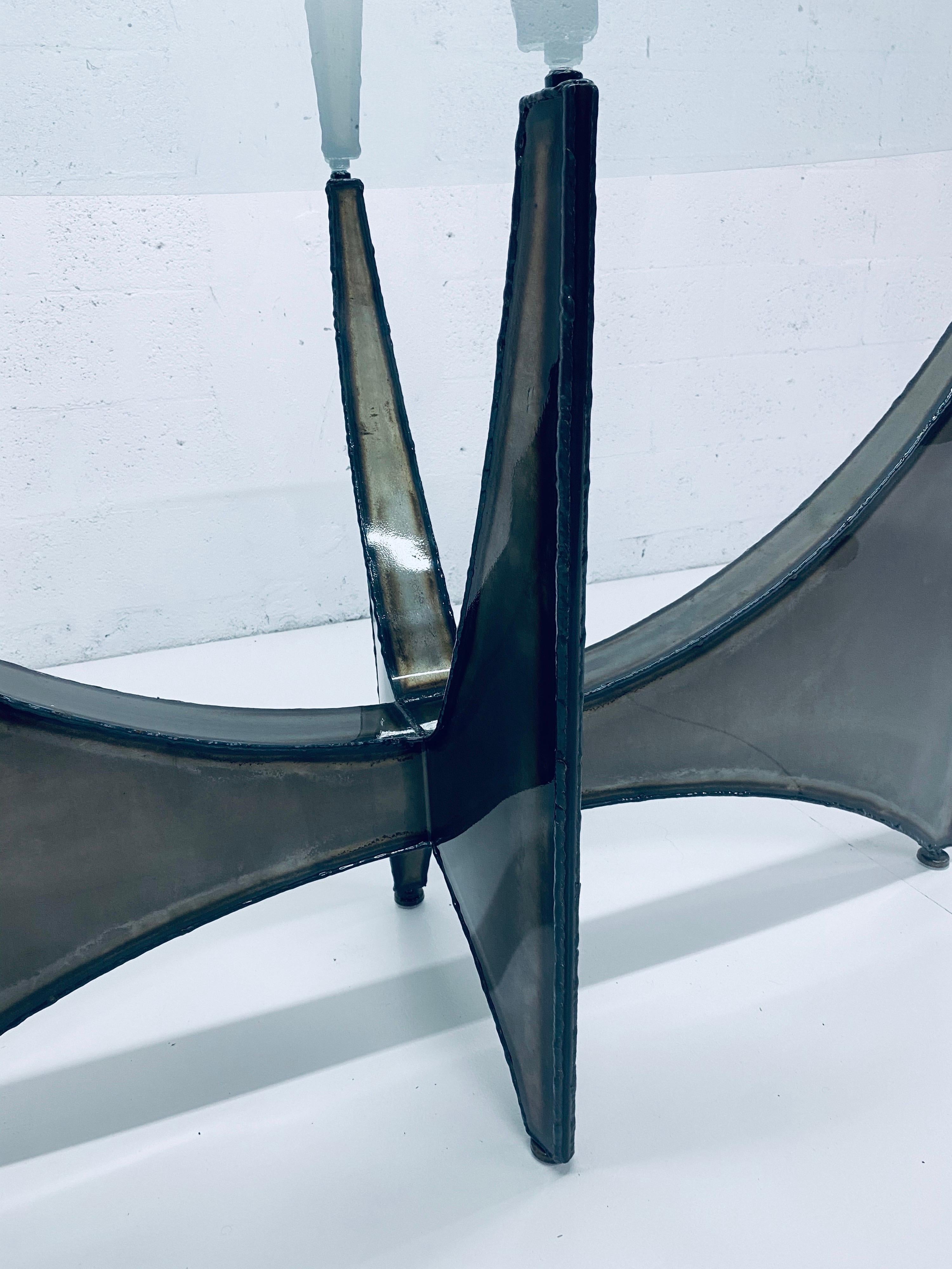 Brutalist Steel Center, Dining or Console Table in the Style of Silas Seandel For Sale 2