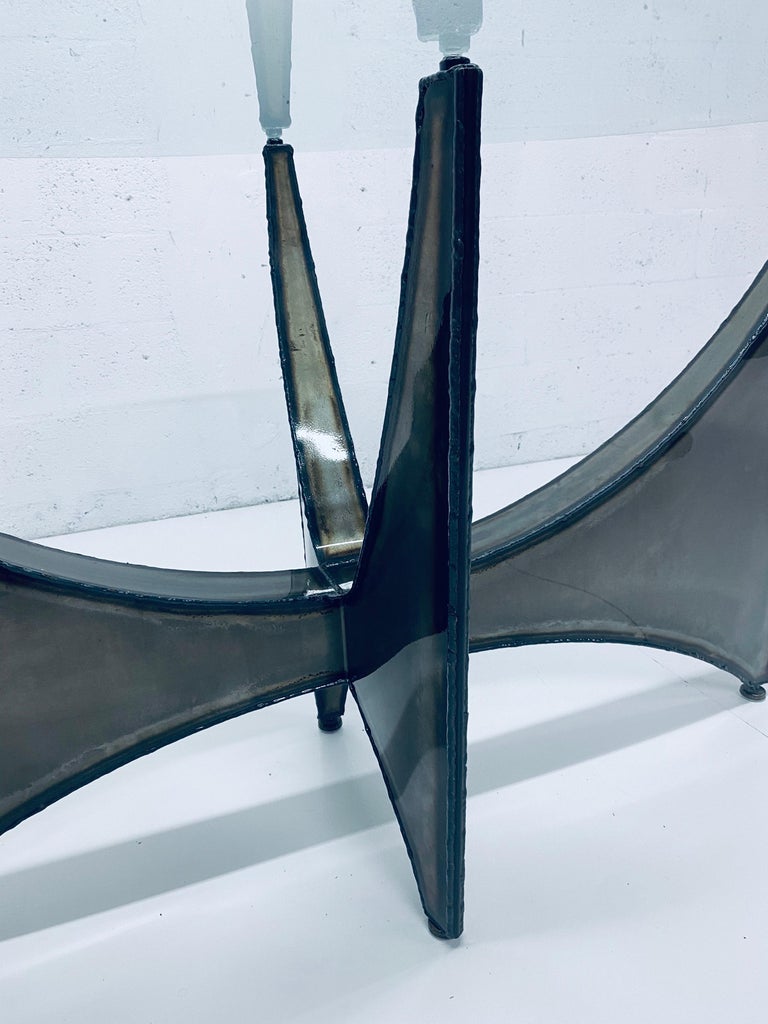 Brutalist Steel Center, Dining or Console Table in the Style of Silas Seandel For Sale 3