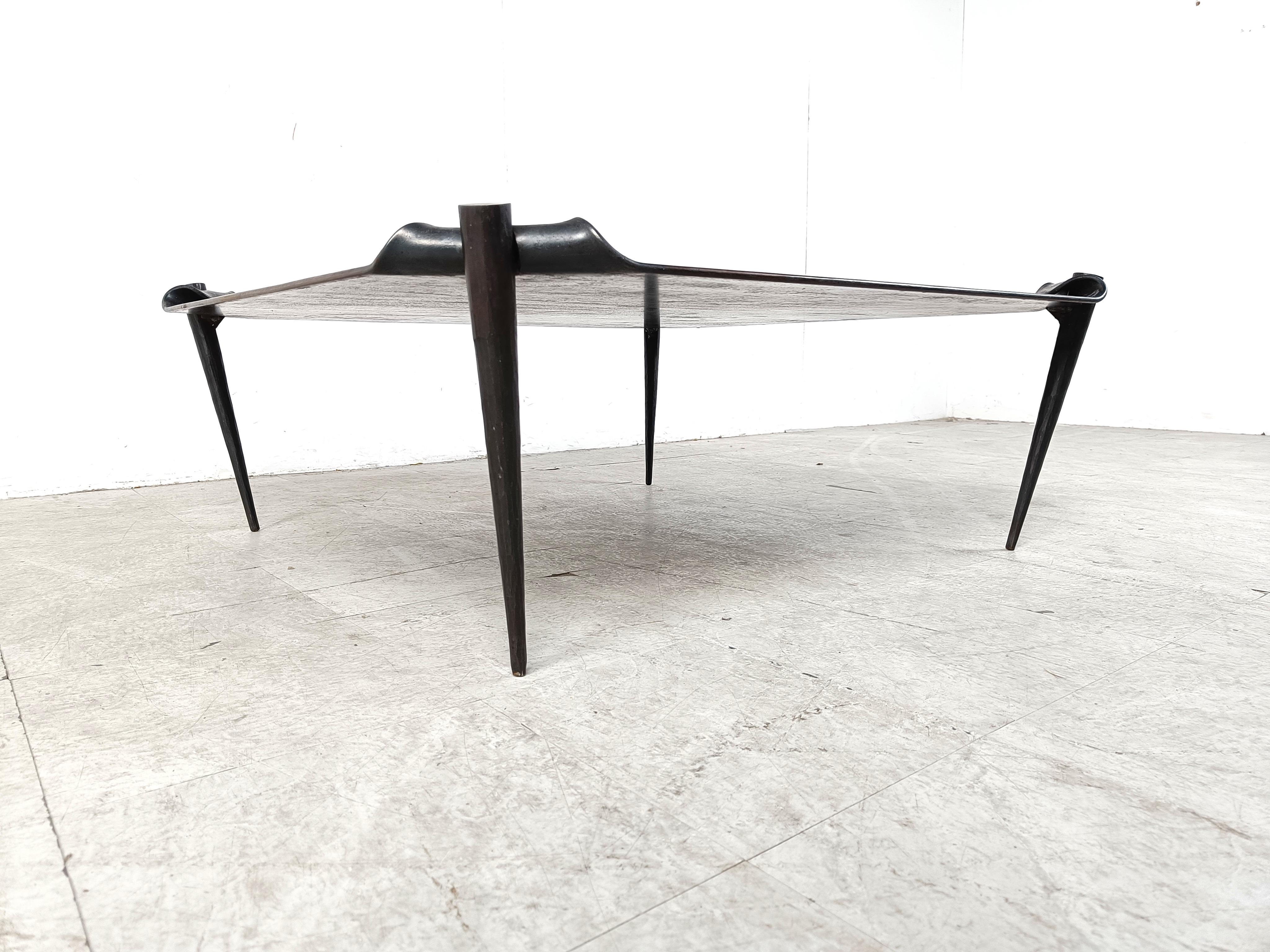 Brutalist steel coffee table 1970s For Sale 7