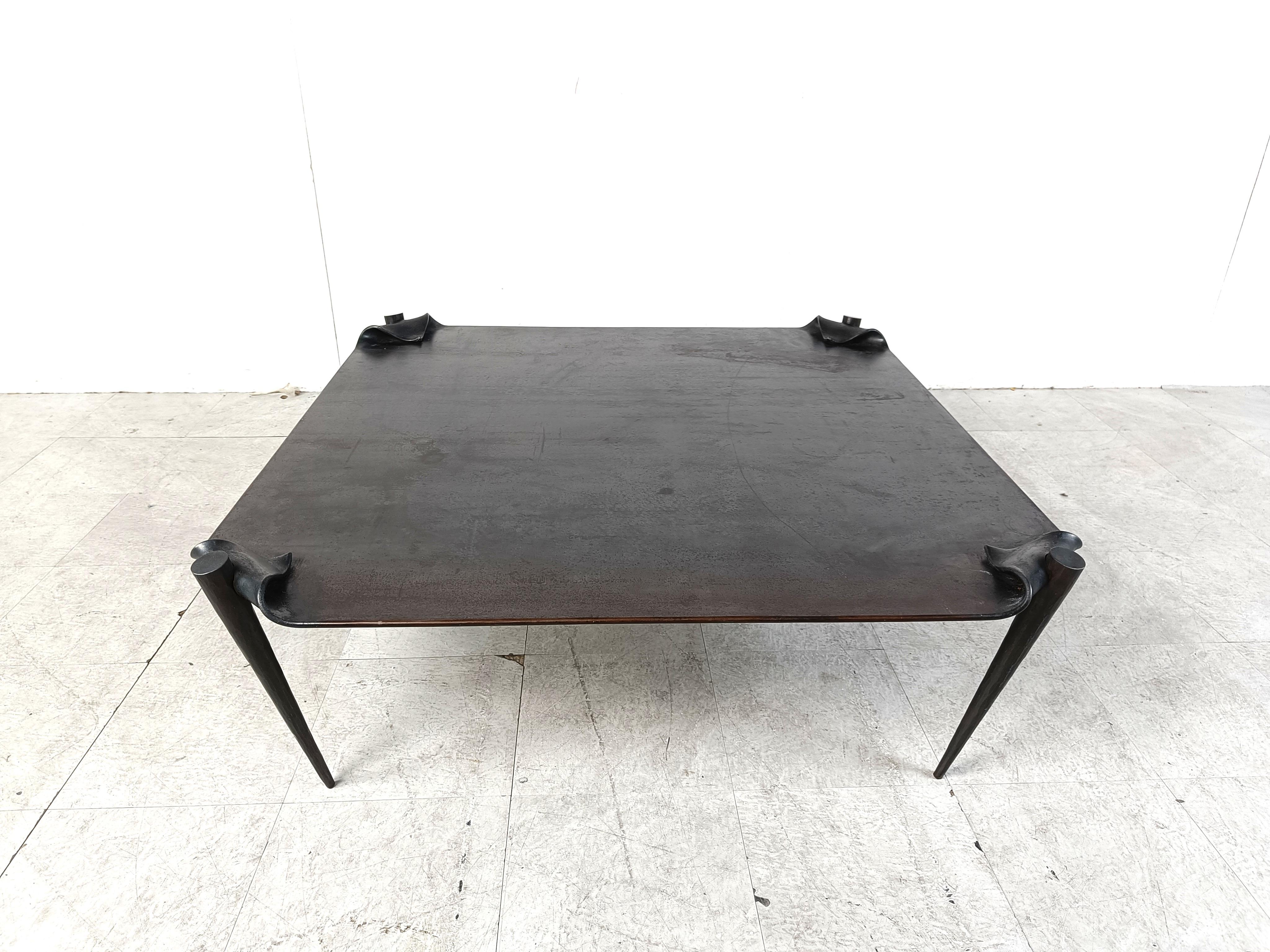 Brutalist steel coffee table 1970s In Good Condition For Sale In HEVERLEE, BE