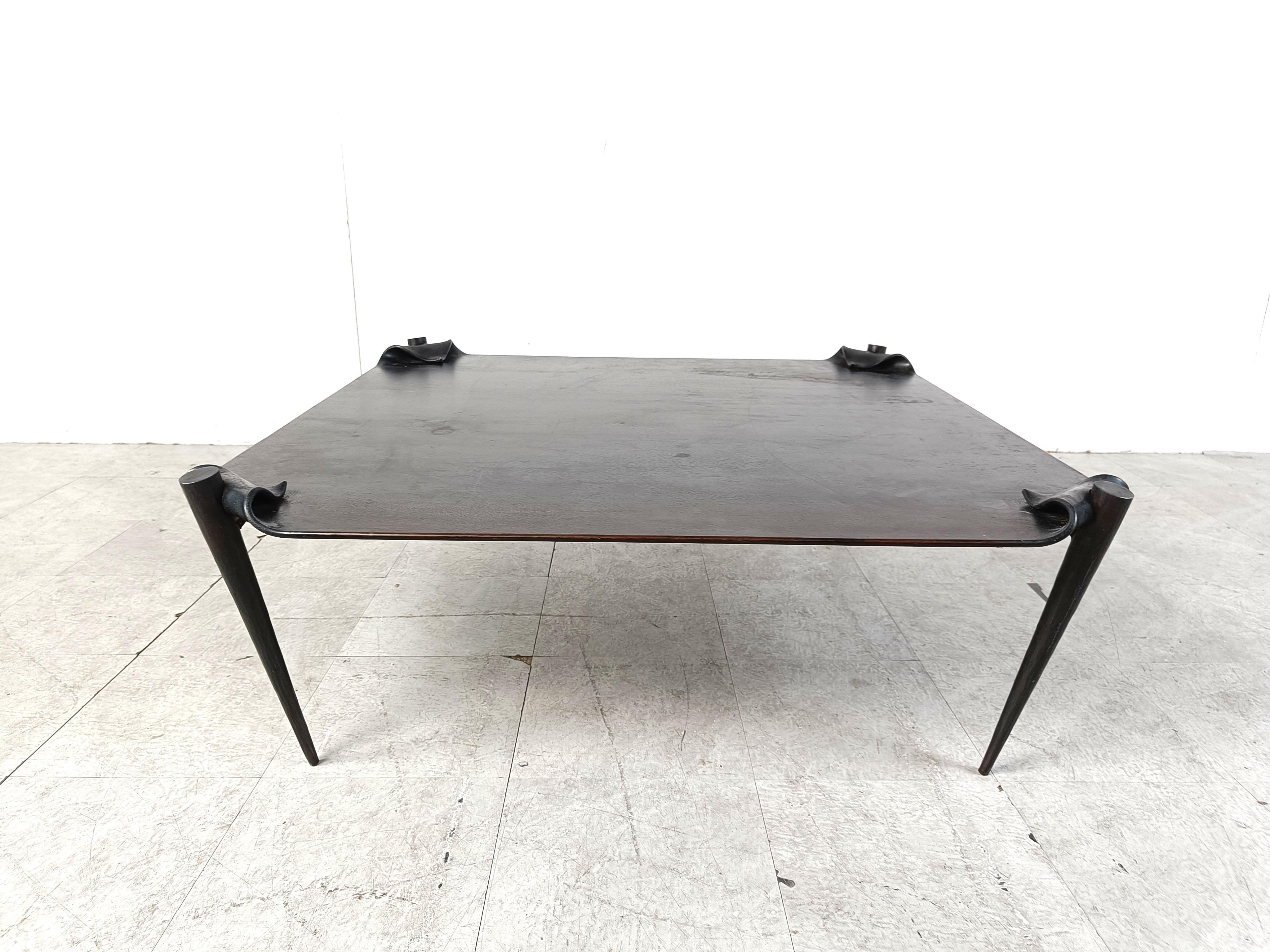 Late 20th Century Brutalist steel coffee table 1970s For Sale