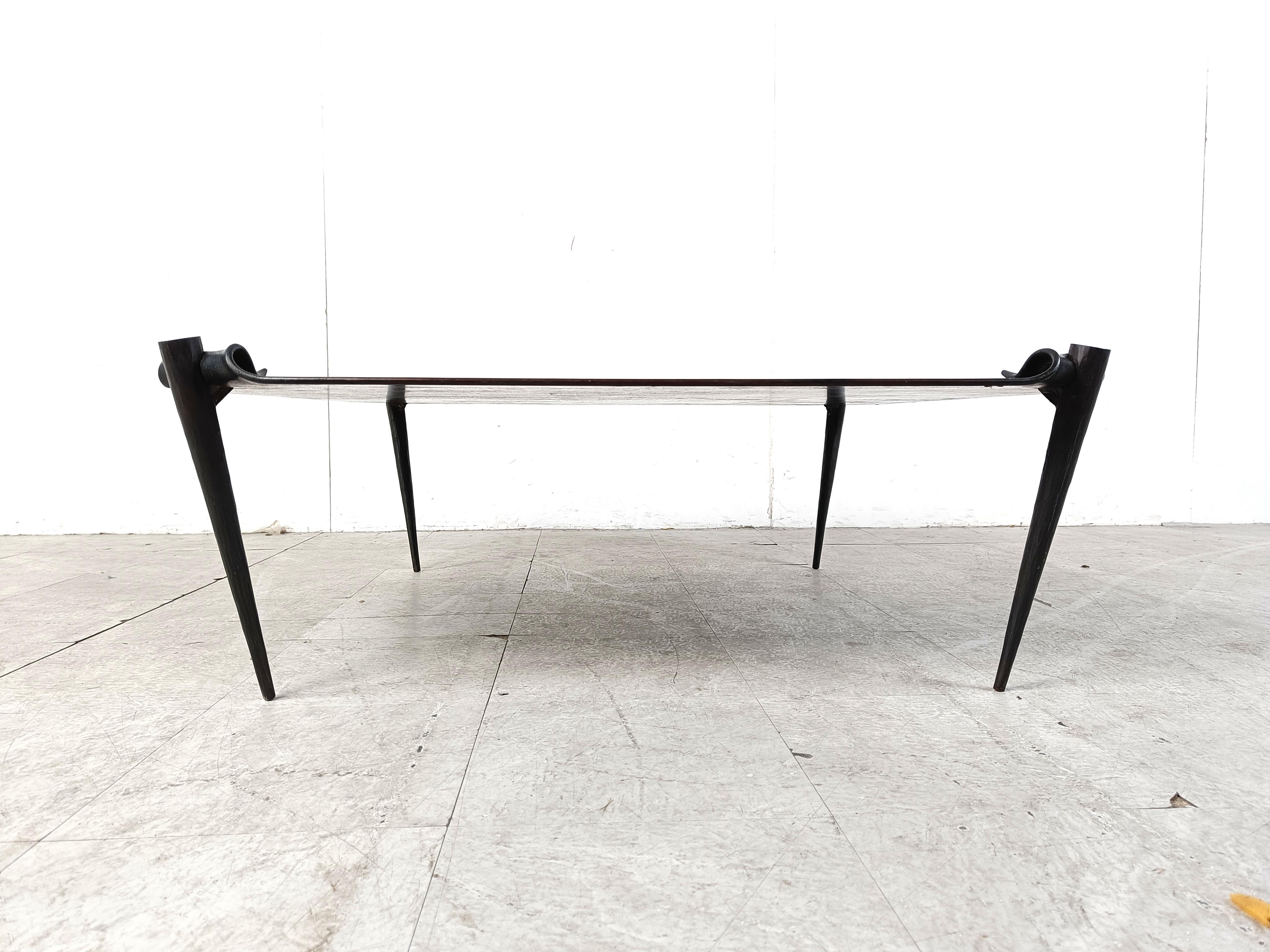 Brutalist steel coffee table 1970s For Sale 1