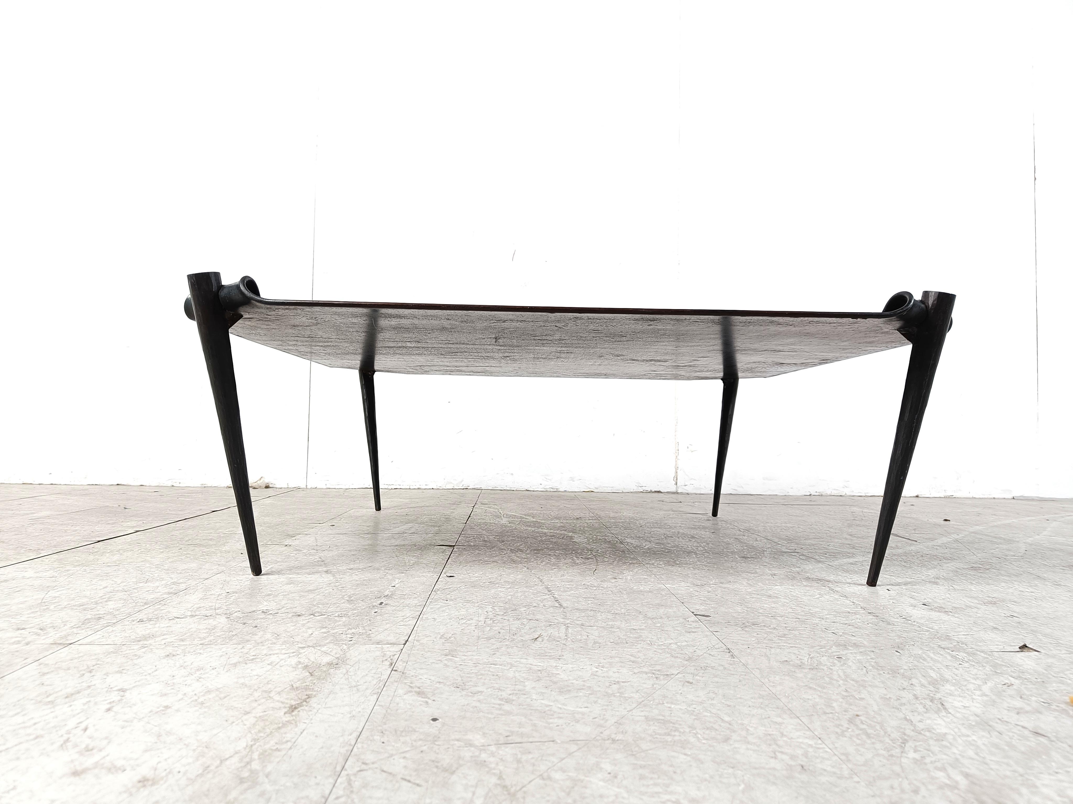 Brutalist steel coffee table 1970s For Sale 2
