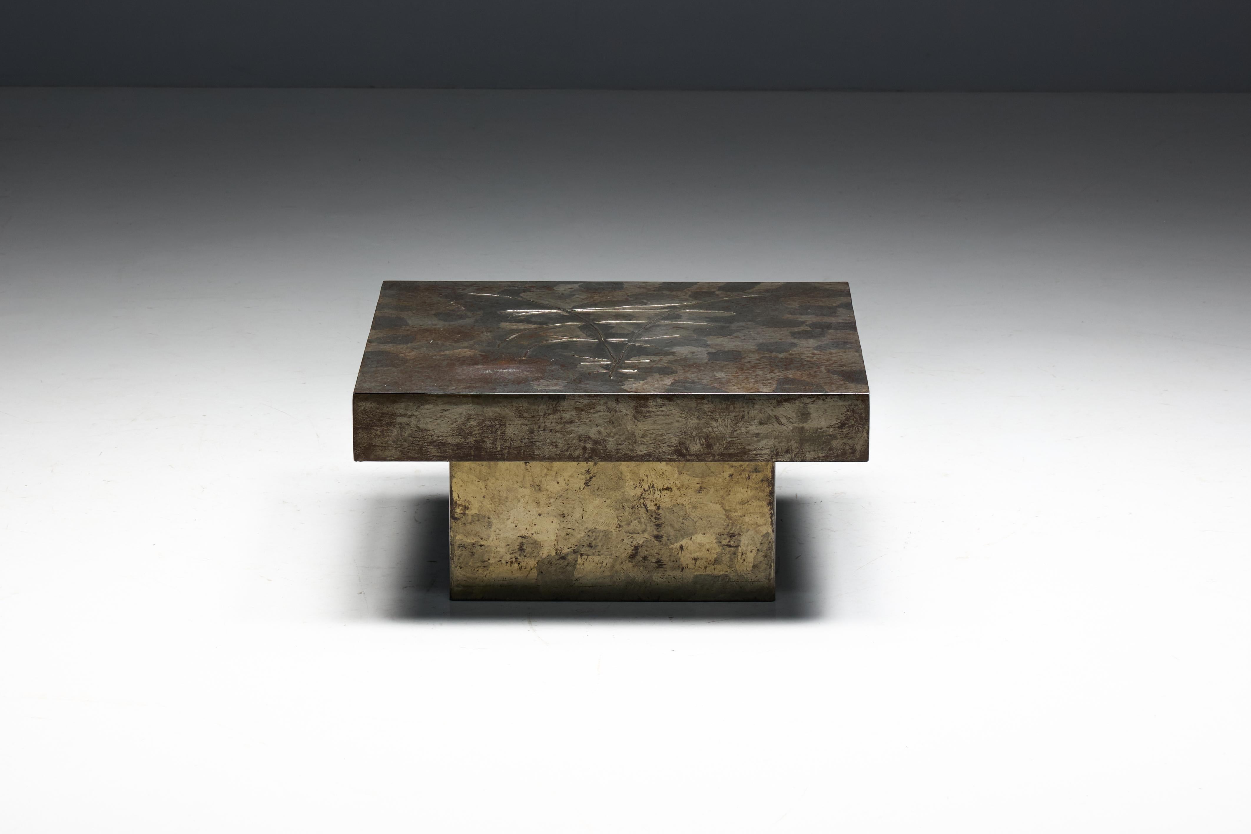Brutalist Steel Coffee Table, France, 1970s For Sale 6
