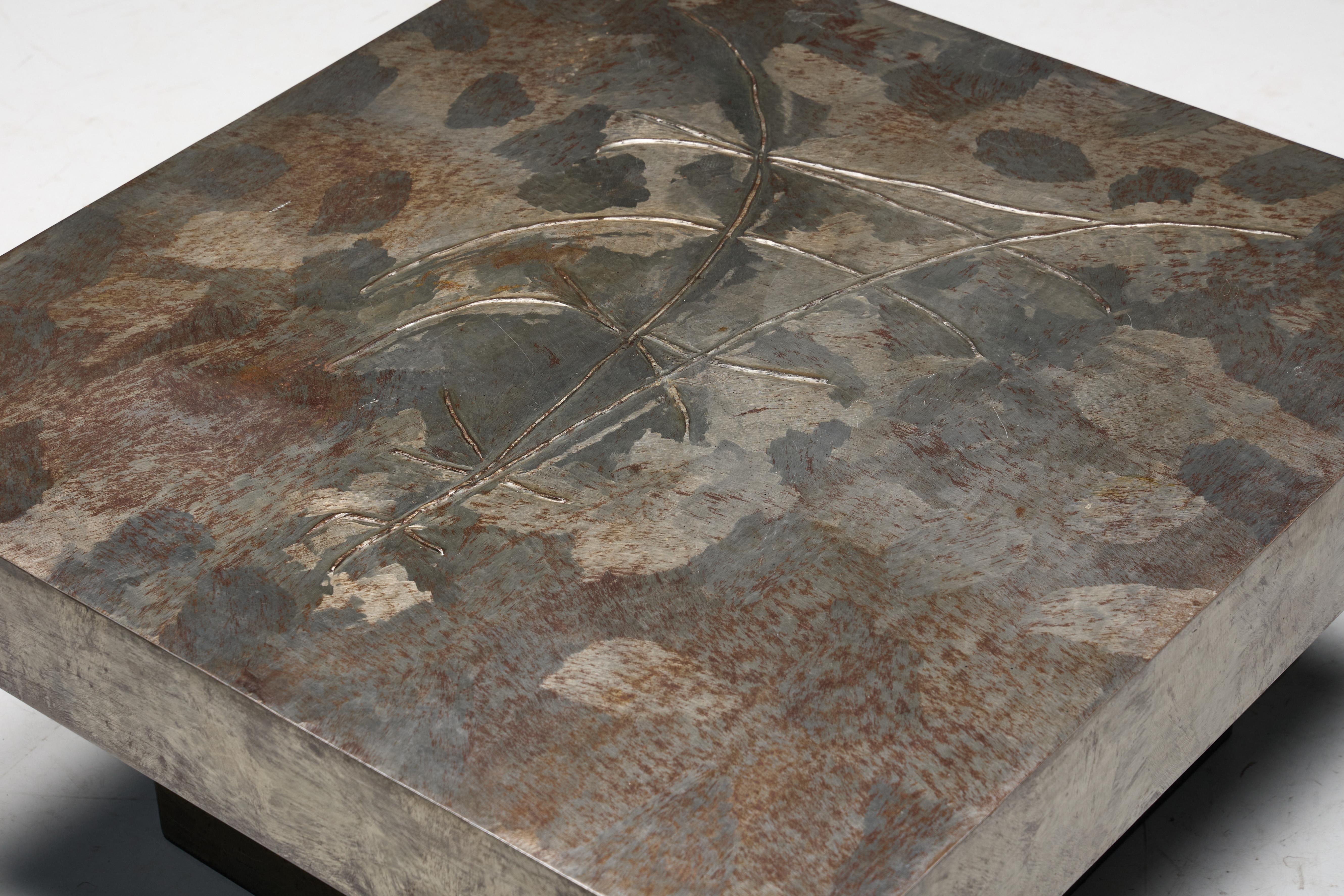 Brutalist Steel Coffee Table, France, 1970s For Sale 7
