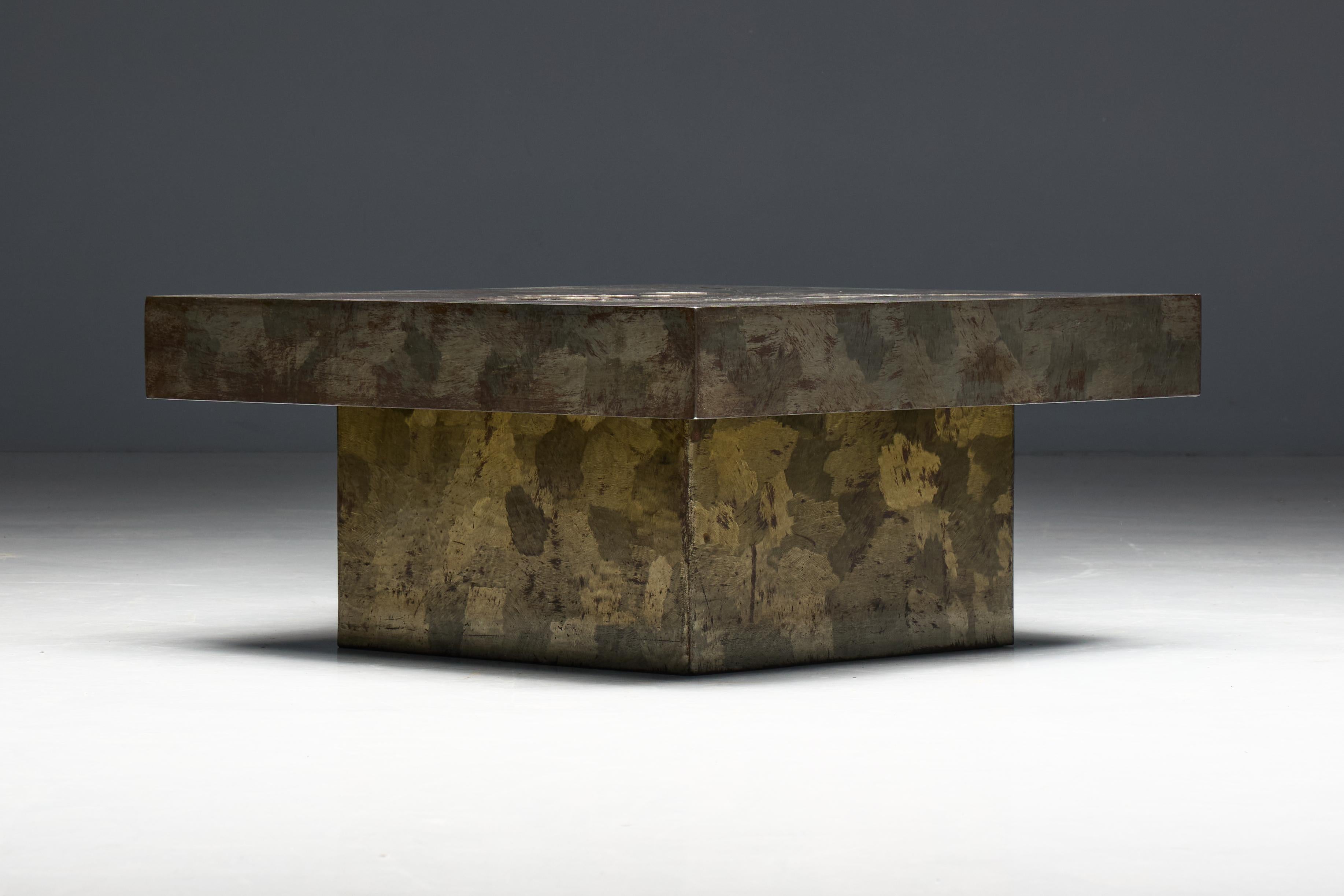 Brutalist Steel Coffee Table, France, 1970s For Sale 11