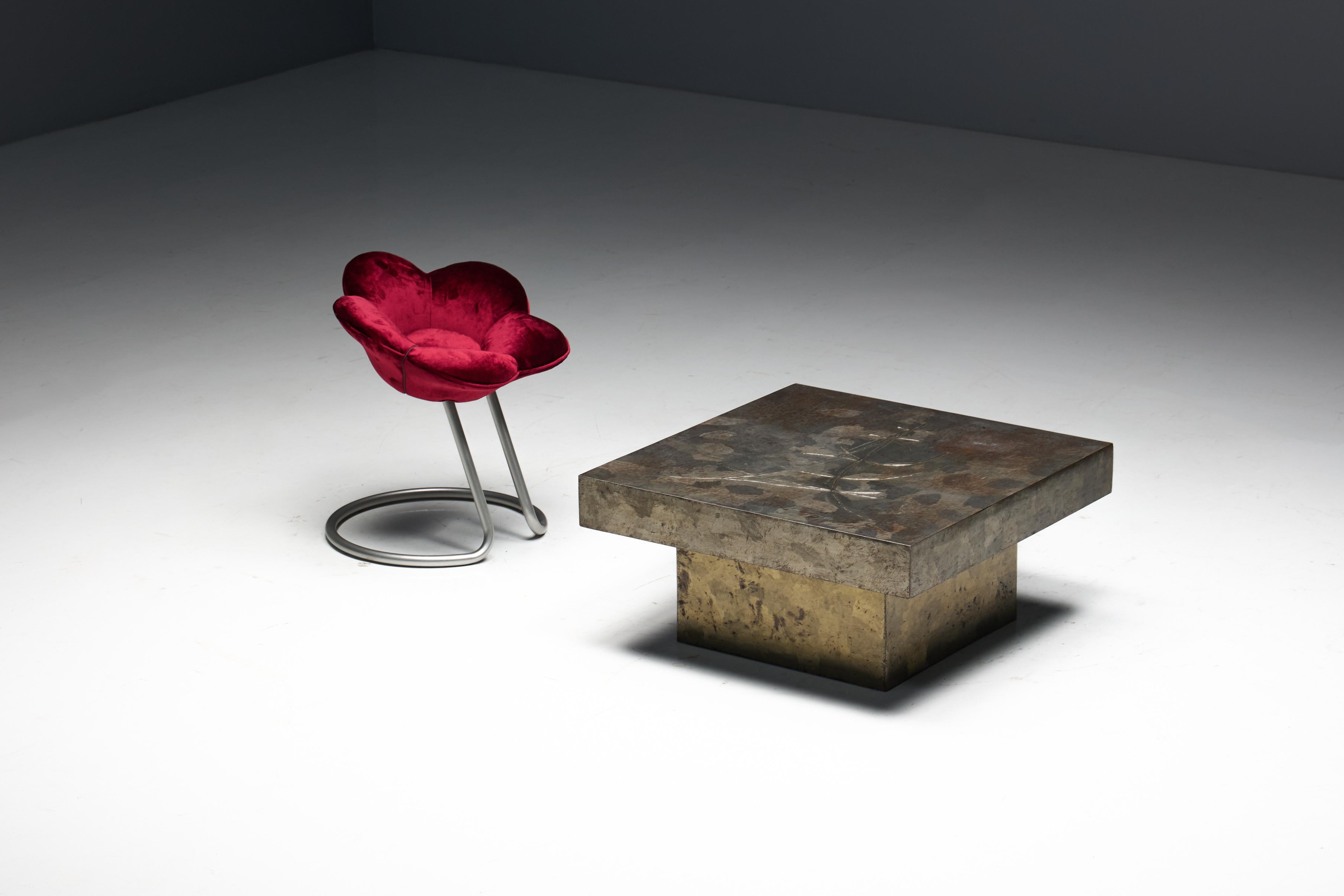 Brutalist Steel Coffee Table, France, 1970s For Sale 12