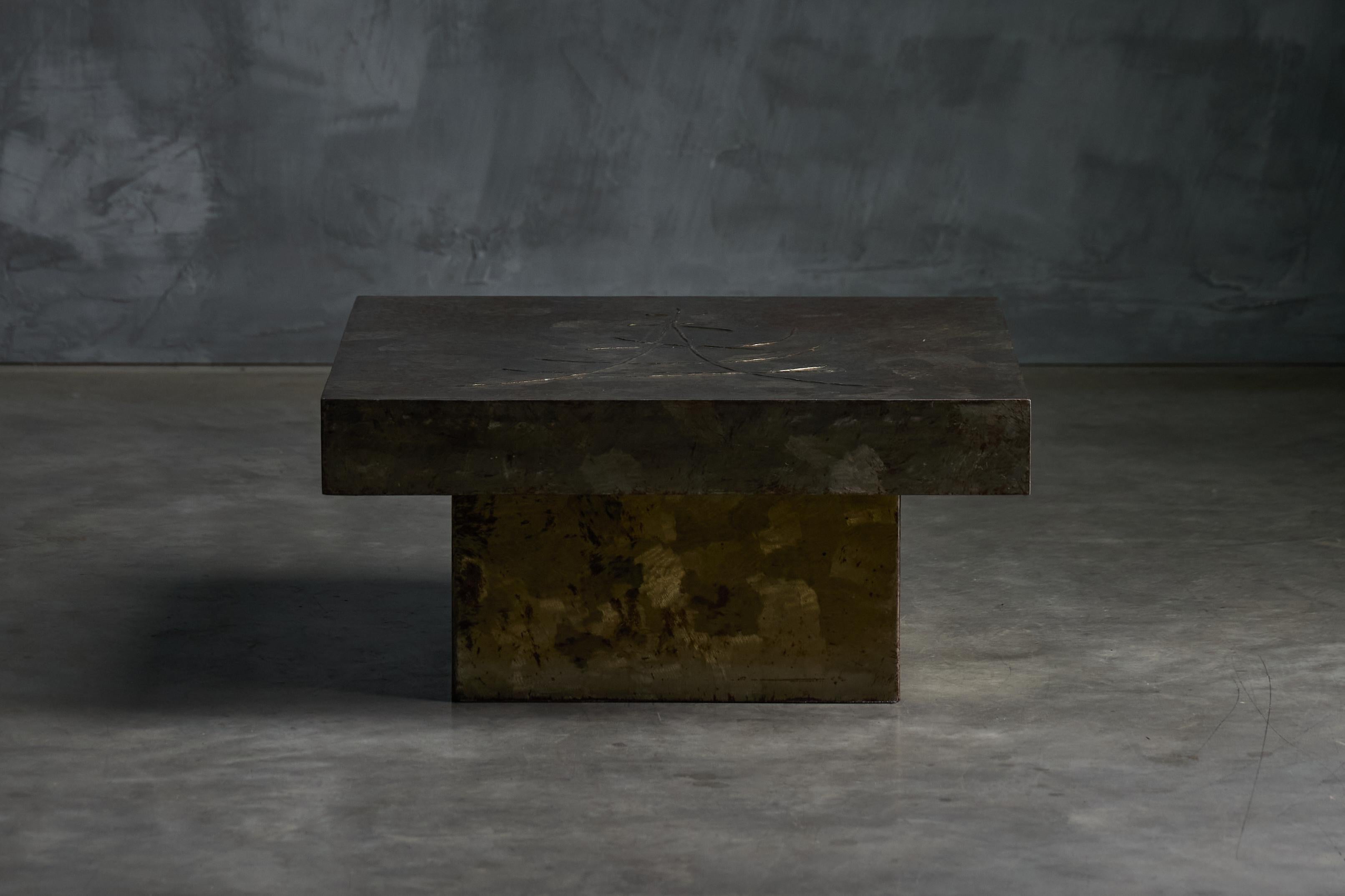 Mid-Century Modern Brutalist Steel Coffee Table, France, 1970s For Sale