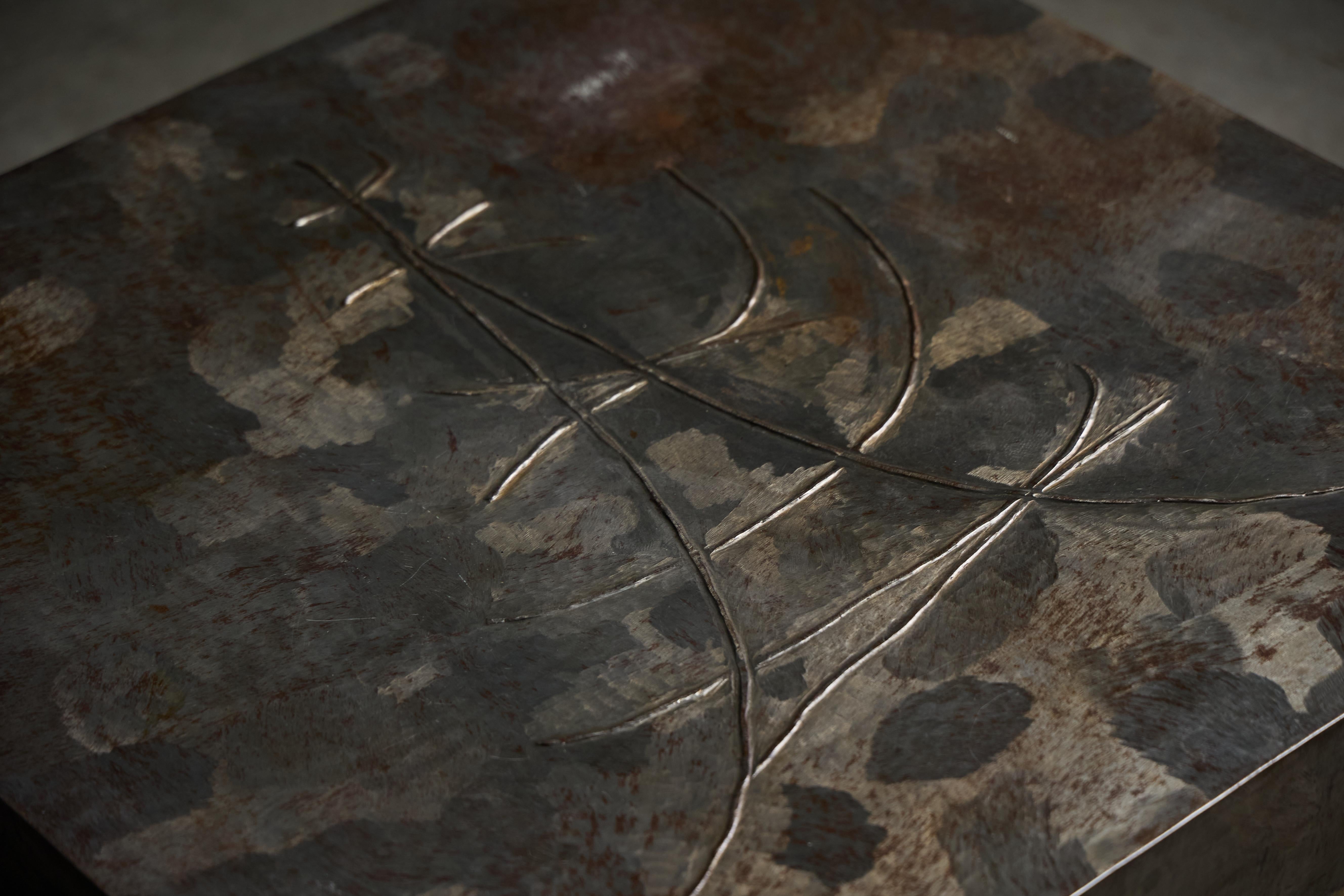 Late 20th Century Brutalist Steel Coffee Table, France, 1970s For Sale