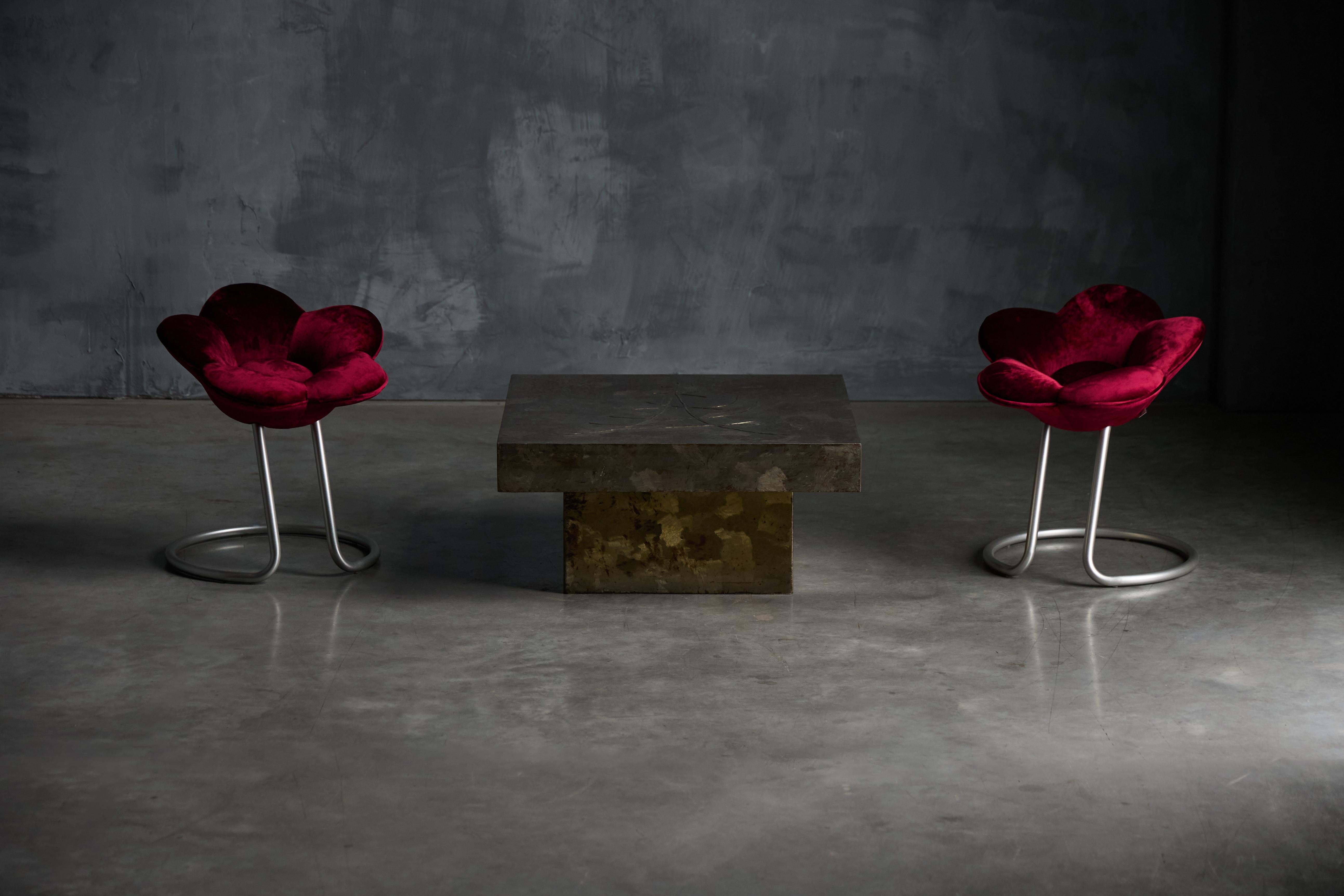 Brutalist Steel Coffee Table, France, 1970s For Sale 2