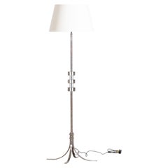 Brutalist Steel Floor Lamp, French c. 1970s