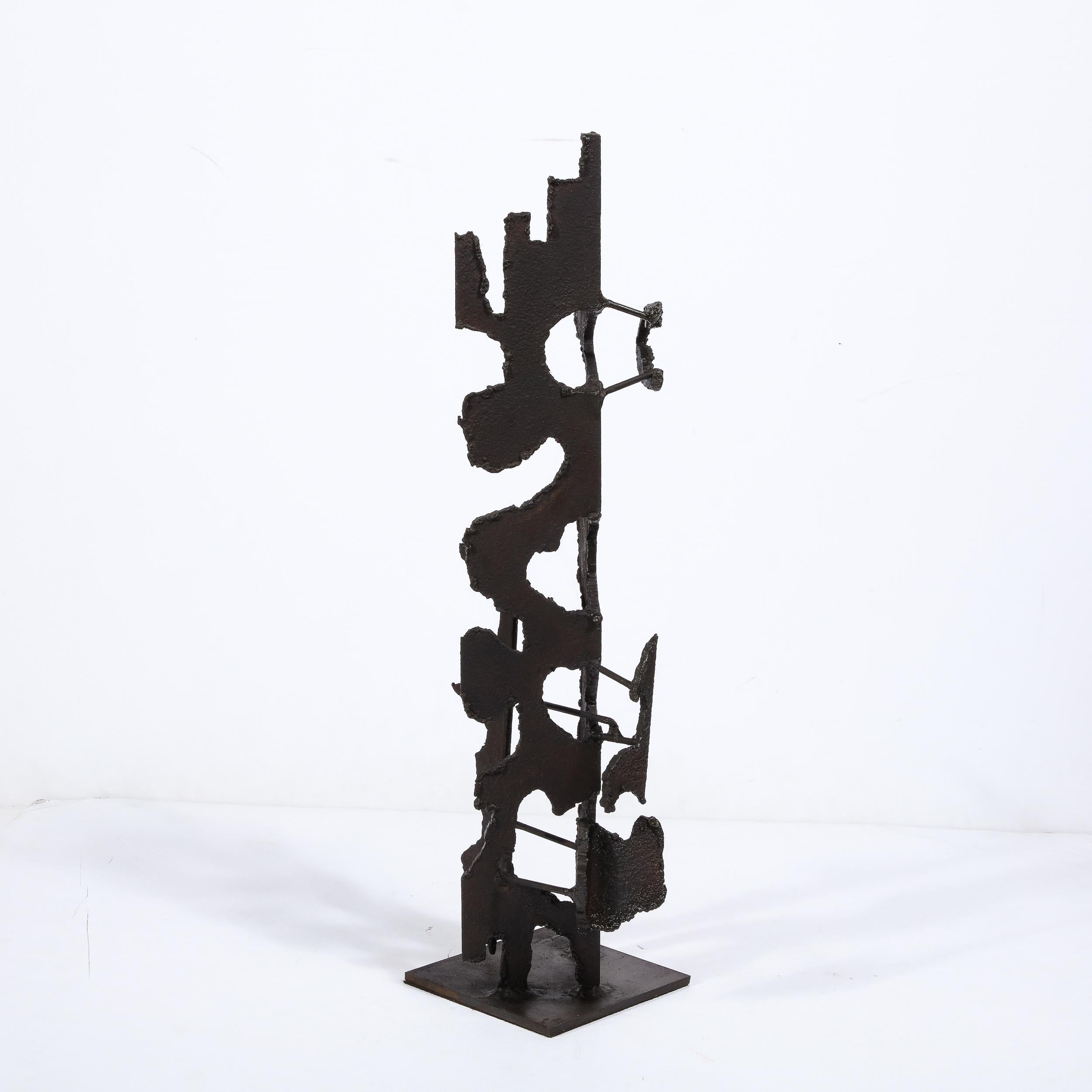 Brutalist Steel Sculpture in Oil and Waxed Finish by Jan Van Deckter For Sale 5