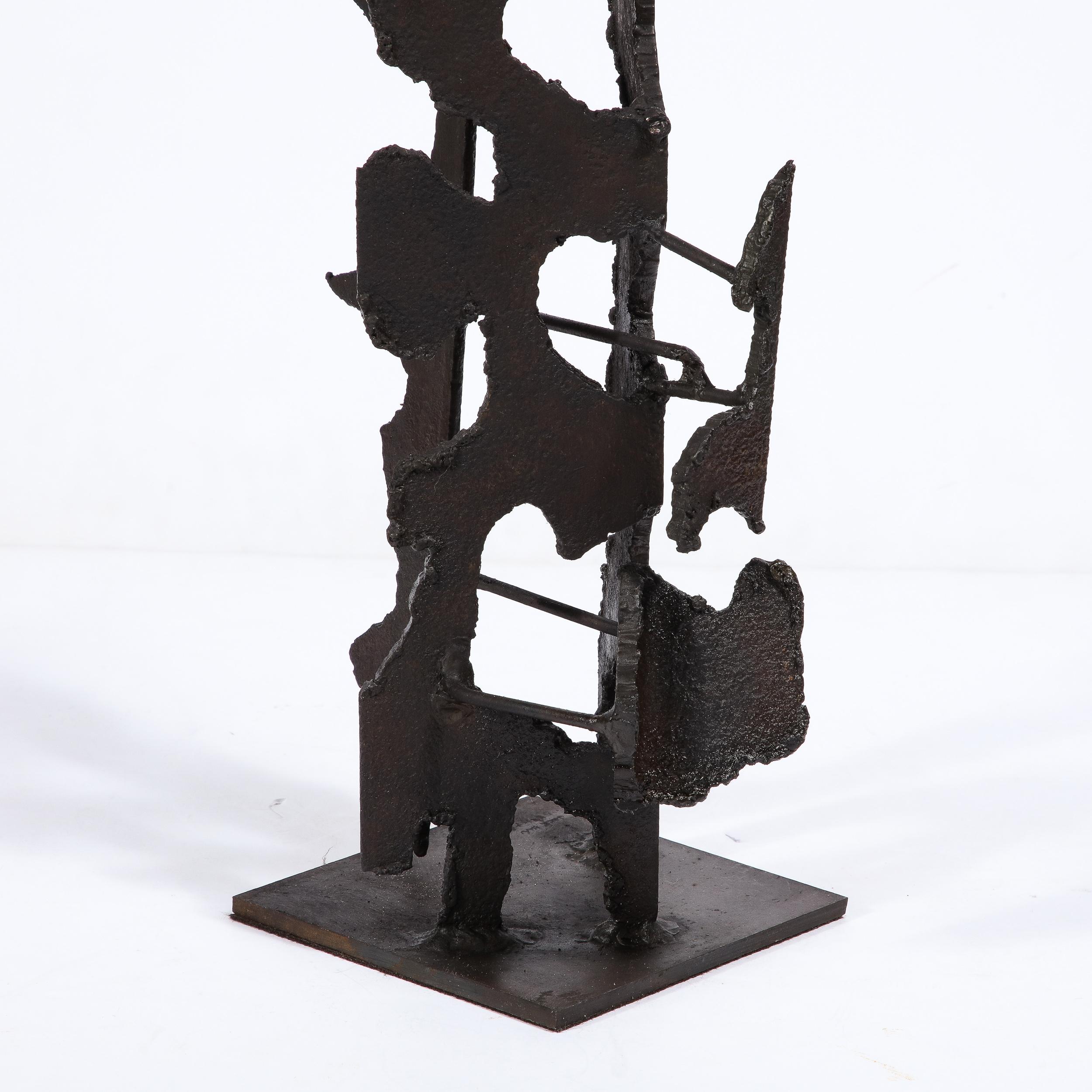 Brutalist Steel Sculpture in Oil and Waxed Finish by Jan Van Deckter For Sale 6