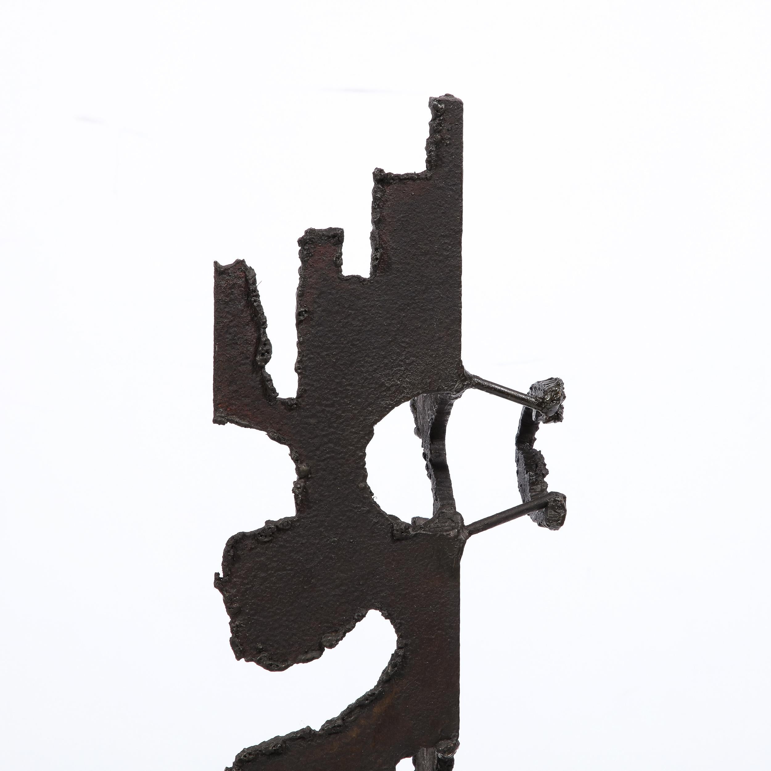 Brutalist Steel Sculpture in Oil and Waxed Finish by Jan Van Deckter For Sale 7