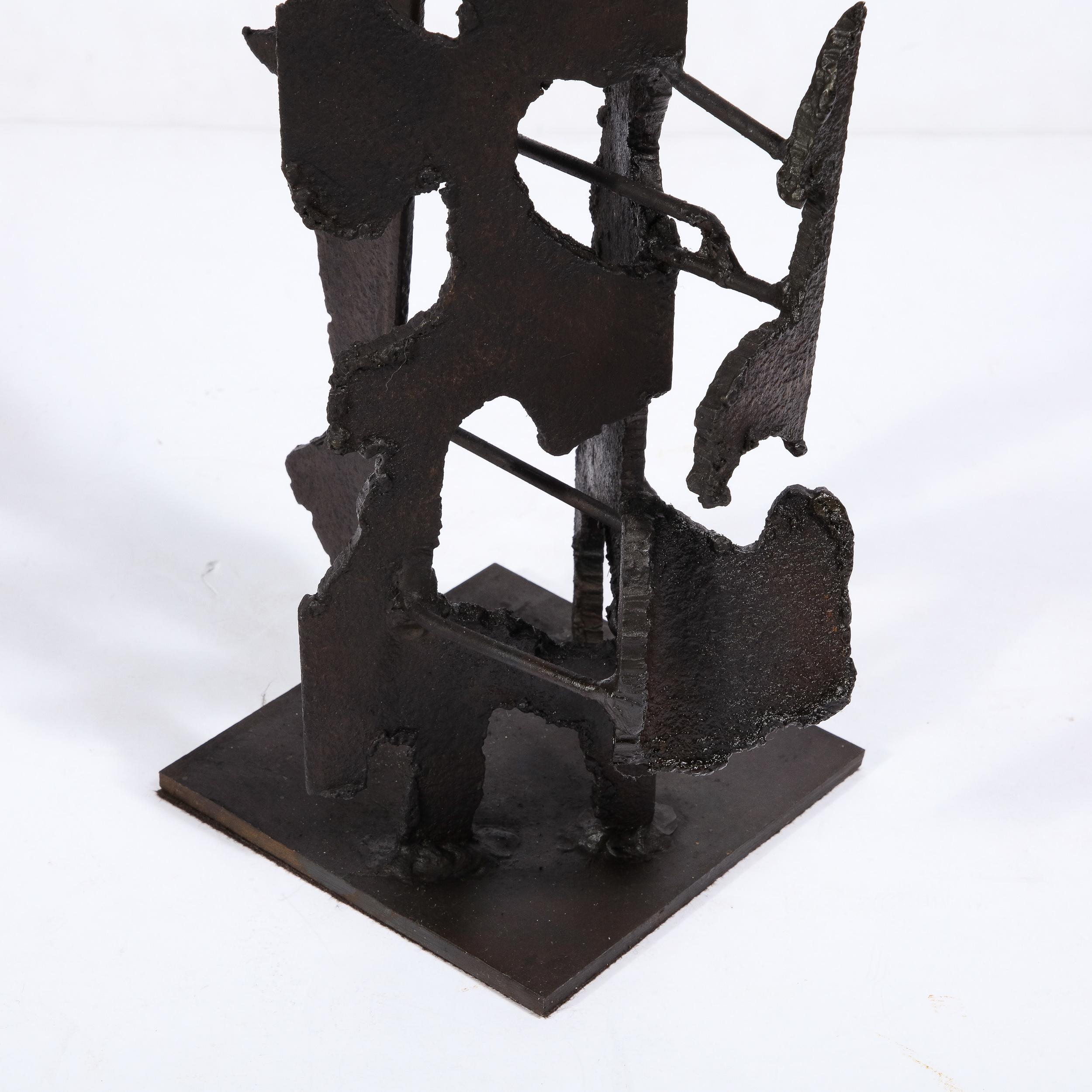 Brutalist Steel Sculpture in Oil and Waxed Finish by Jan Van Deckter For Sale 8