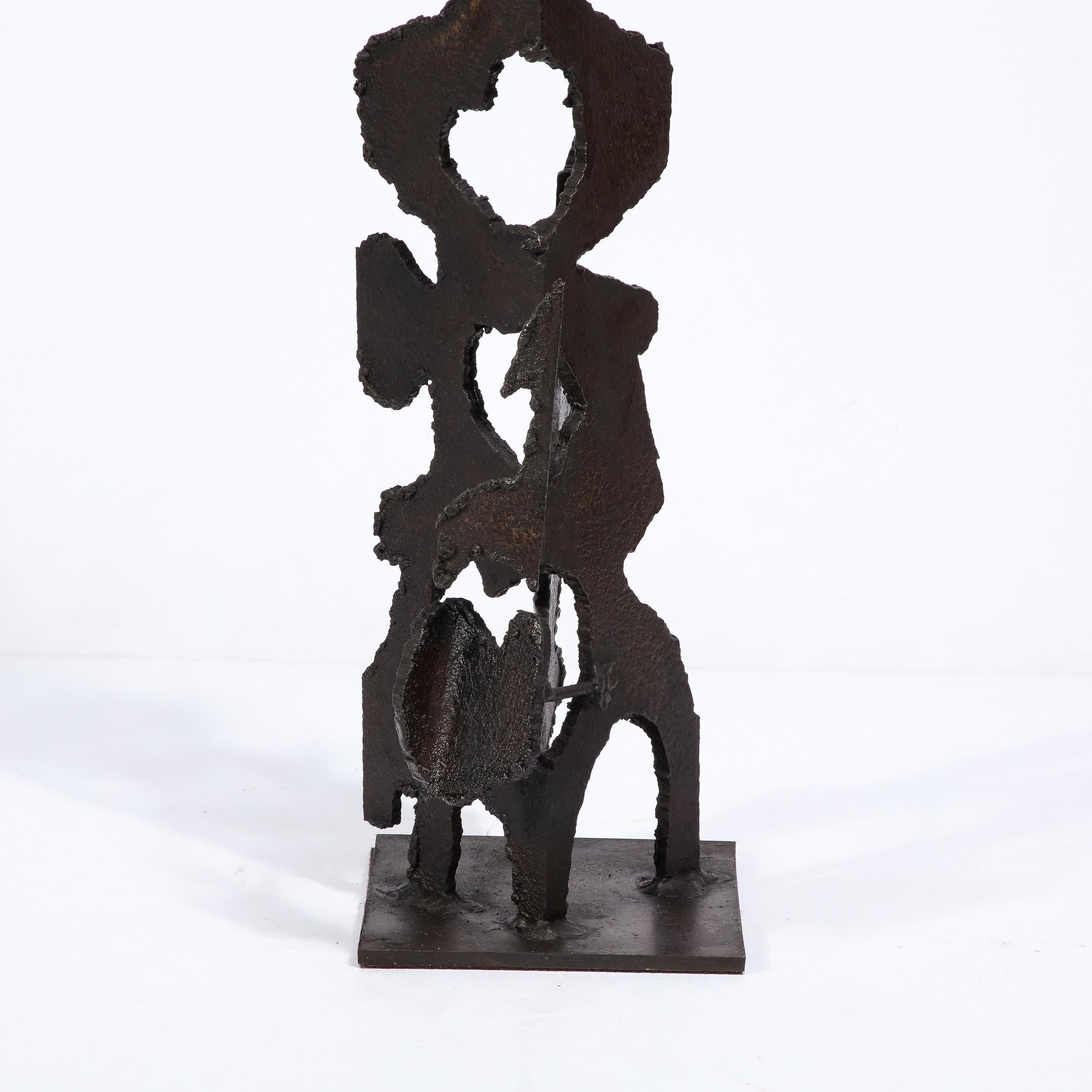 American Brutalist Steel Sculpture in Oil and Waxed Finish by Jan Van Deckter For Sale