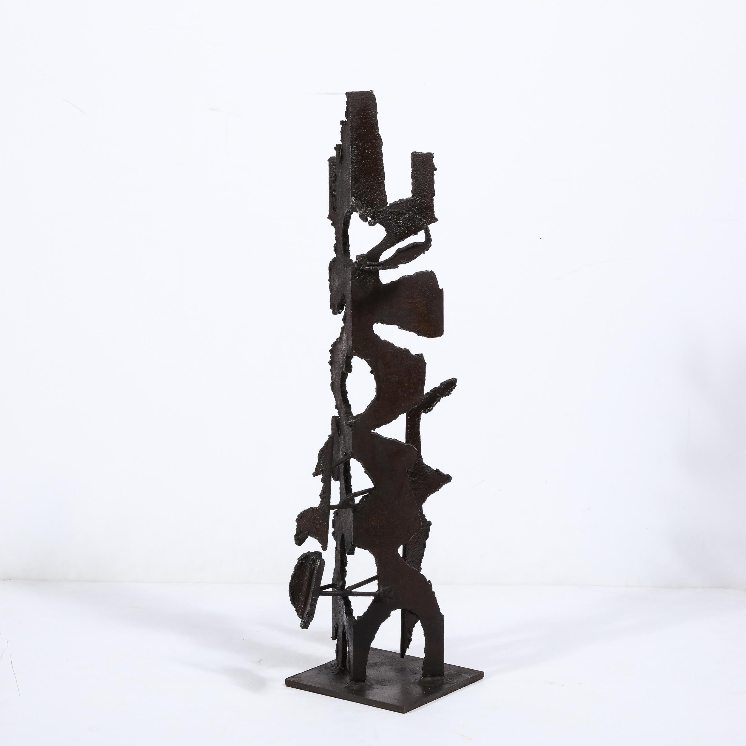 Brutalist Steel Sculpture in Oil and Waxed Finish by Jan Van Deckter In Excellent Condition For Sale In New York, NY