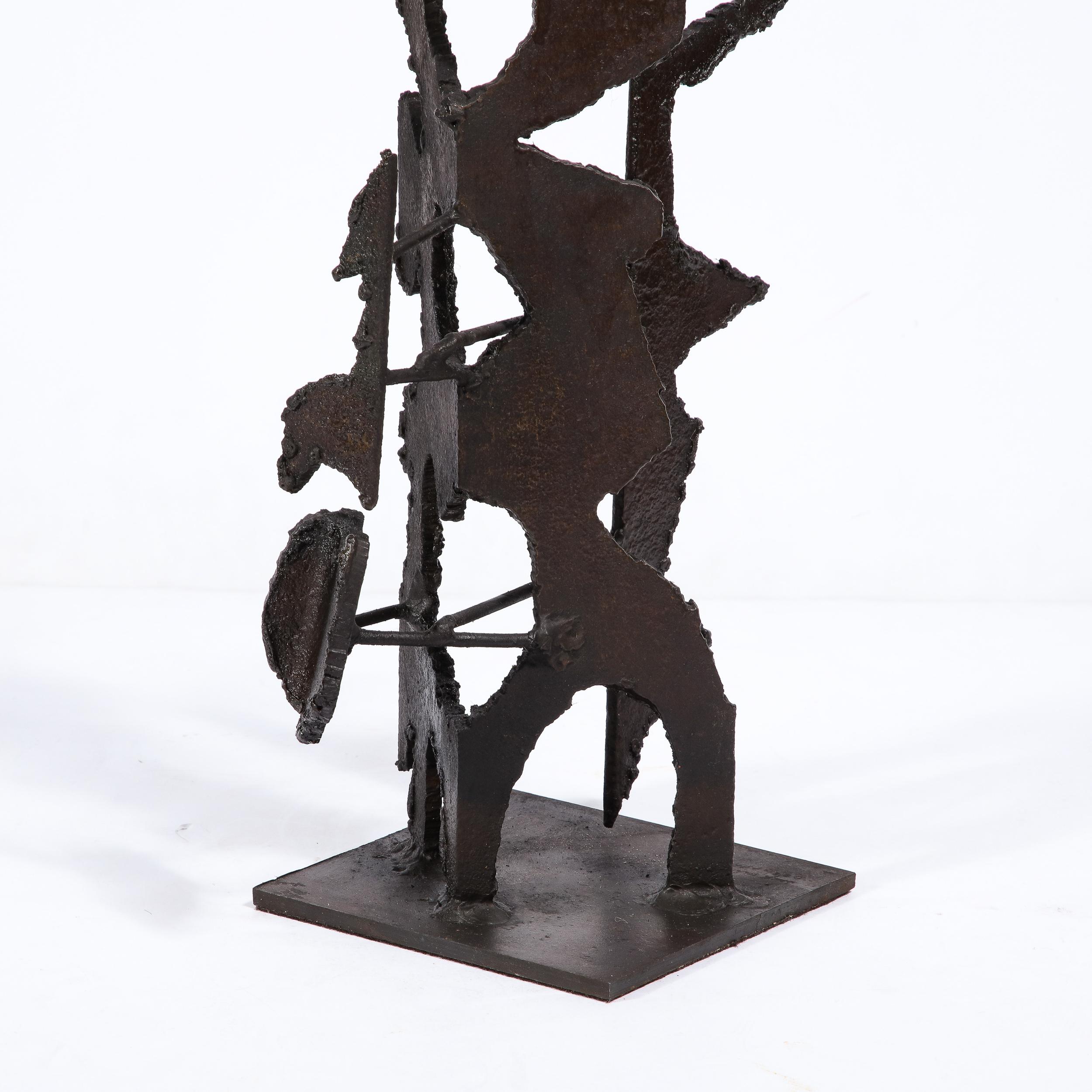 Late 20th Century Brutalist Steel Sculpture in Oil and Waxed Finish by Jan Van Deckter For Sale