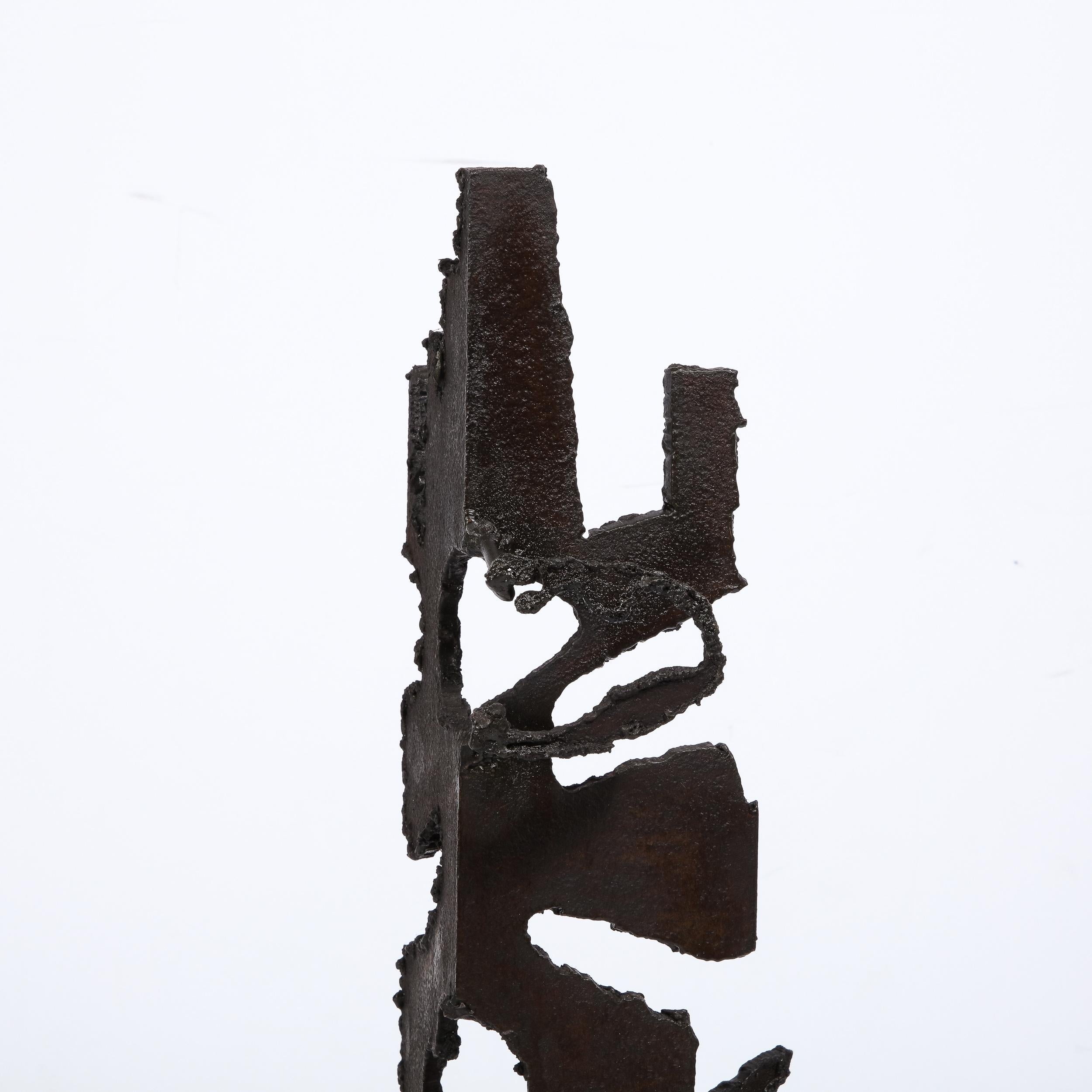 Brutalist Steel Sculpture in Oil and Waxed Finish by Jan Van Deckter For Sale 1