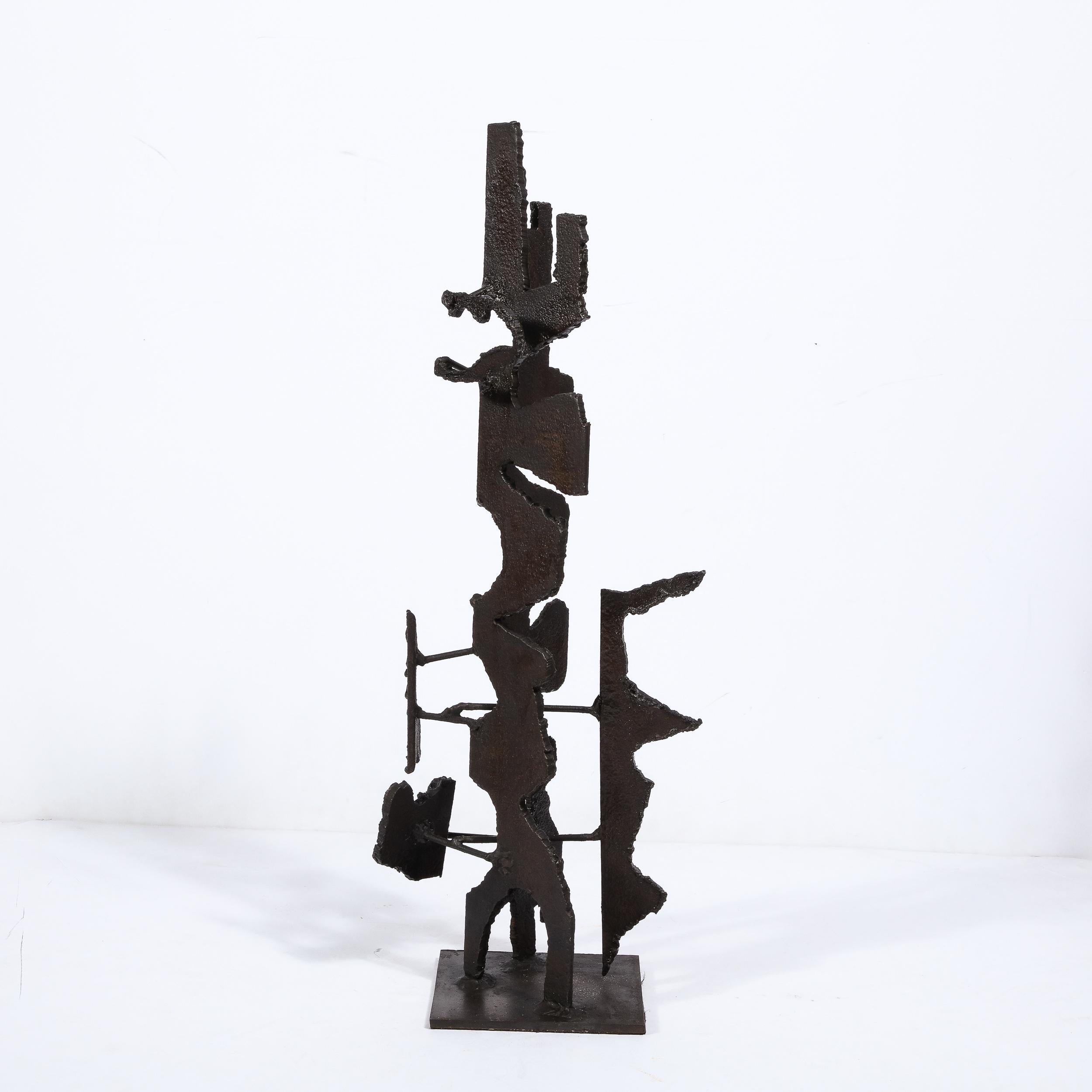 Brutalist Steel Sculpture in Oil and Waxed Finish by Jan Van Deckter For Sale 2