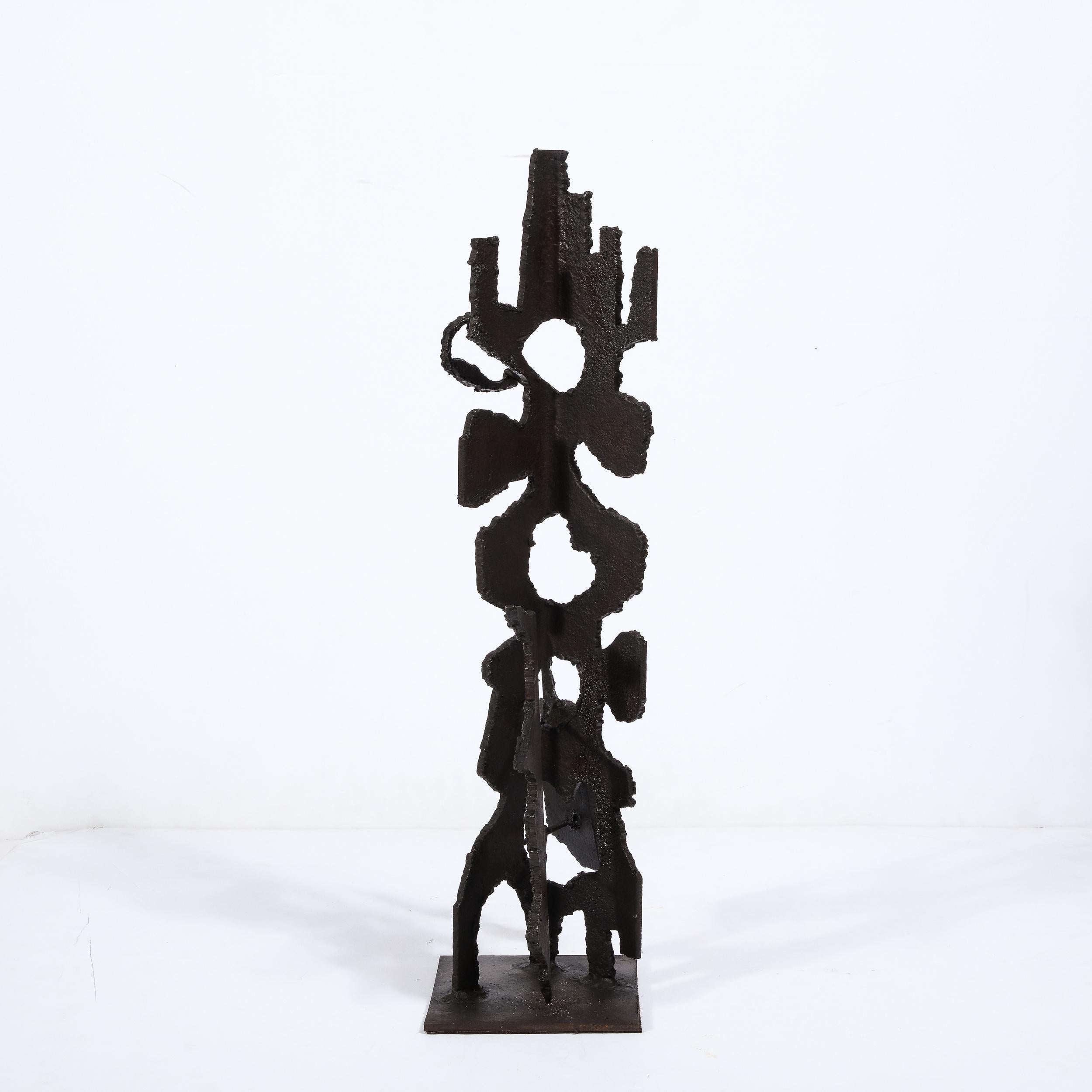 Brutalist Steel Sculpture in Oil and Waxed Finish by Jan Van Deckter For Sale 3