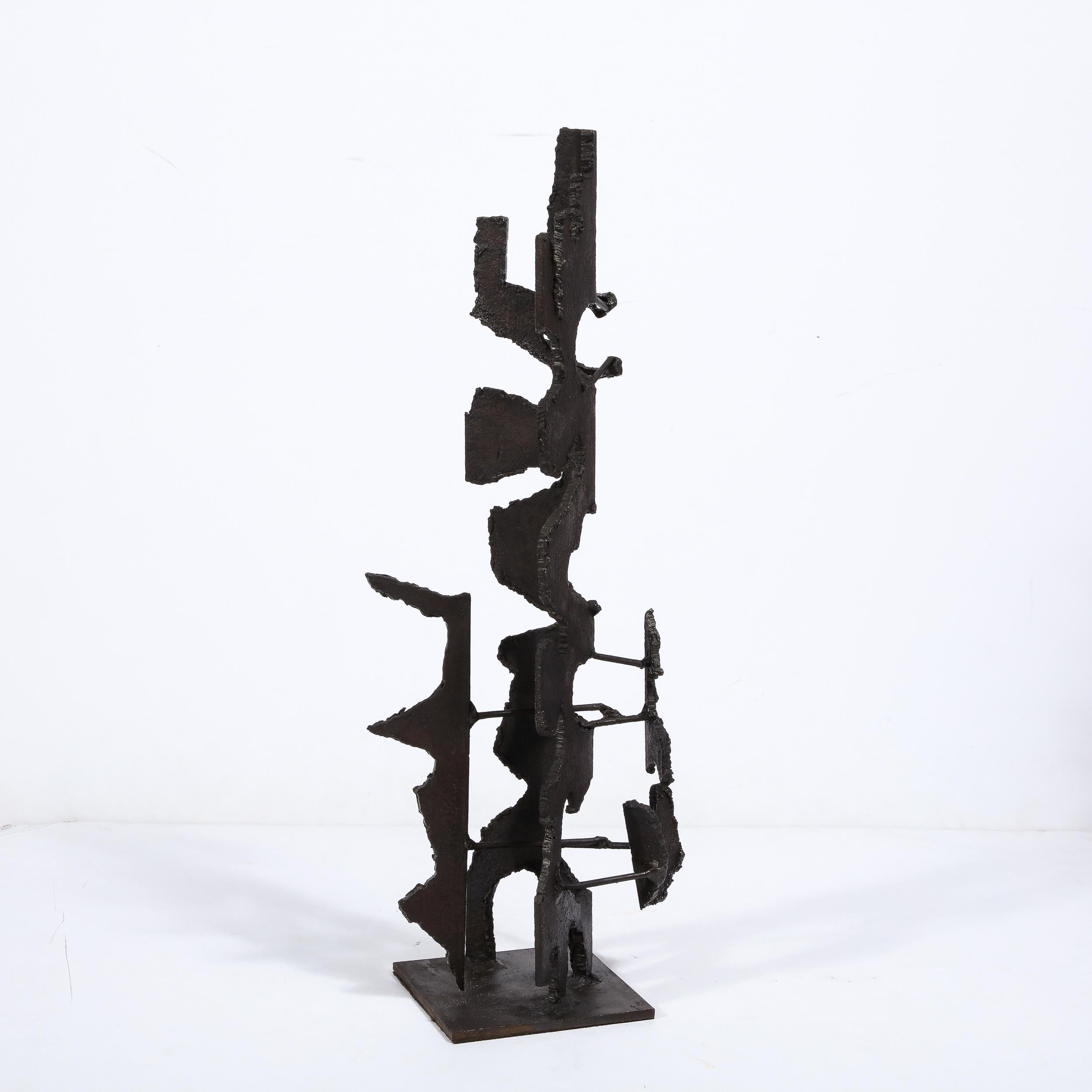 Brutalist Steel Sculpture in Oil and Waxed Finish by Jan Van Deckter For Sale 4