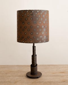 Brutalist Steel Table Lamp + Pierced Steel Shade