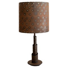 Brutalist Steel Table Lamp + Pierced Steel Shade