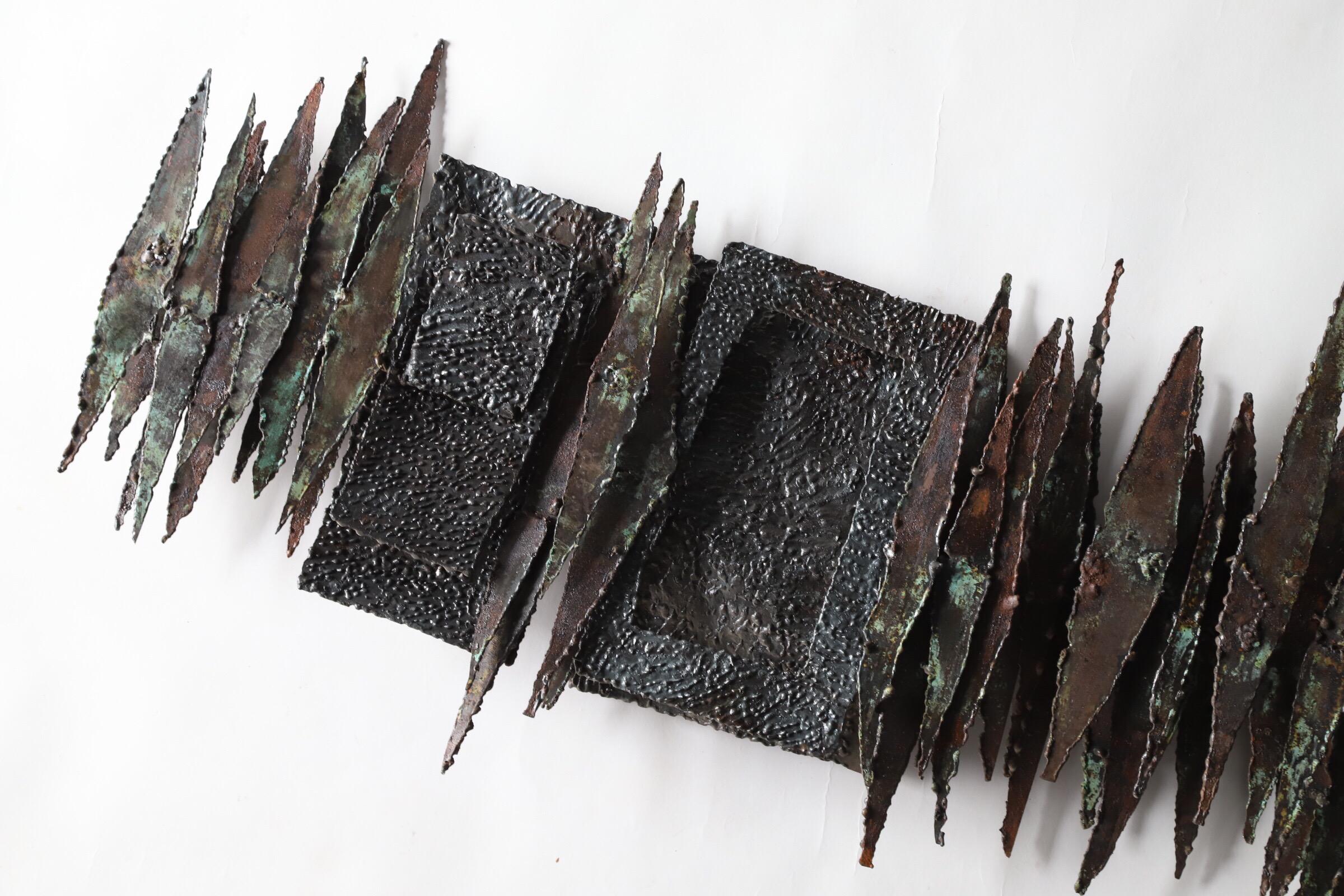 Mid-Century Modern Brutalist Steel Wall Sculpture