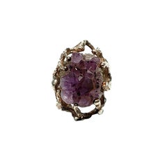 Brutalist Sterling Silver Raw Amethyst Ring