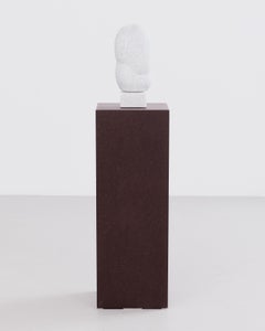 Brutalist stippled abstract sculpture in Carrara marble by Anna Mizak