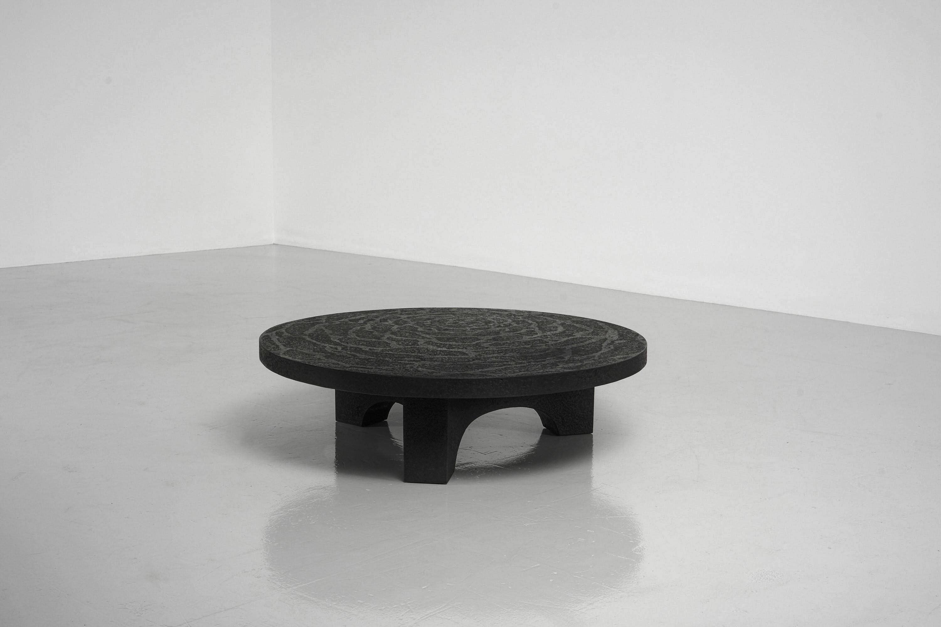 Brutalist Stone Black Coffee Table the Netherlands, 1960 In Good Condition In Roosendaal, Noord Brabant
