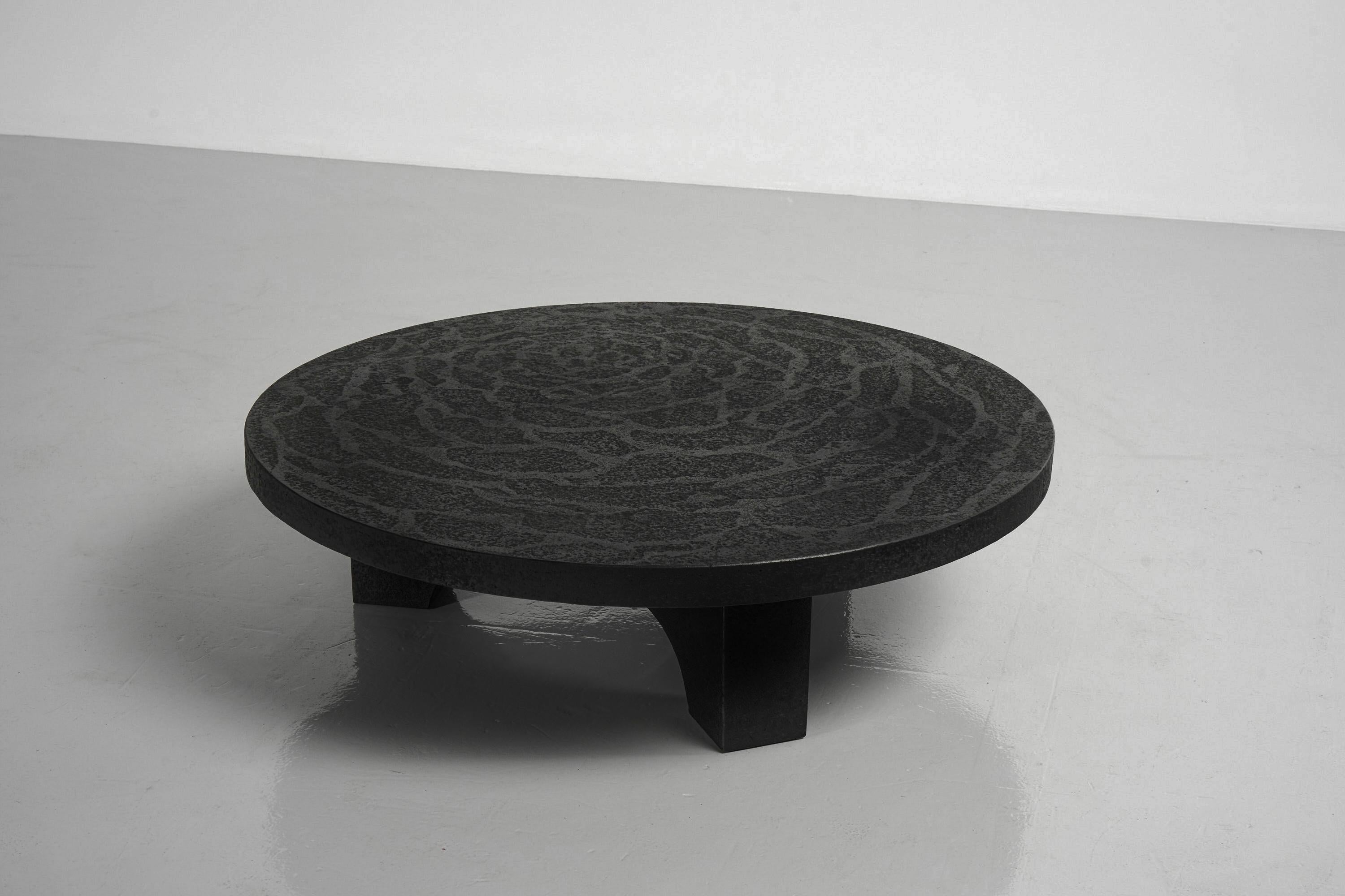 Mid-20th Century Brutalist Stone Black Coffee Table the Netherlands, 1960