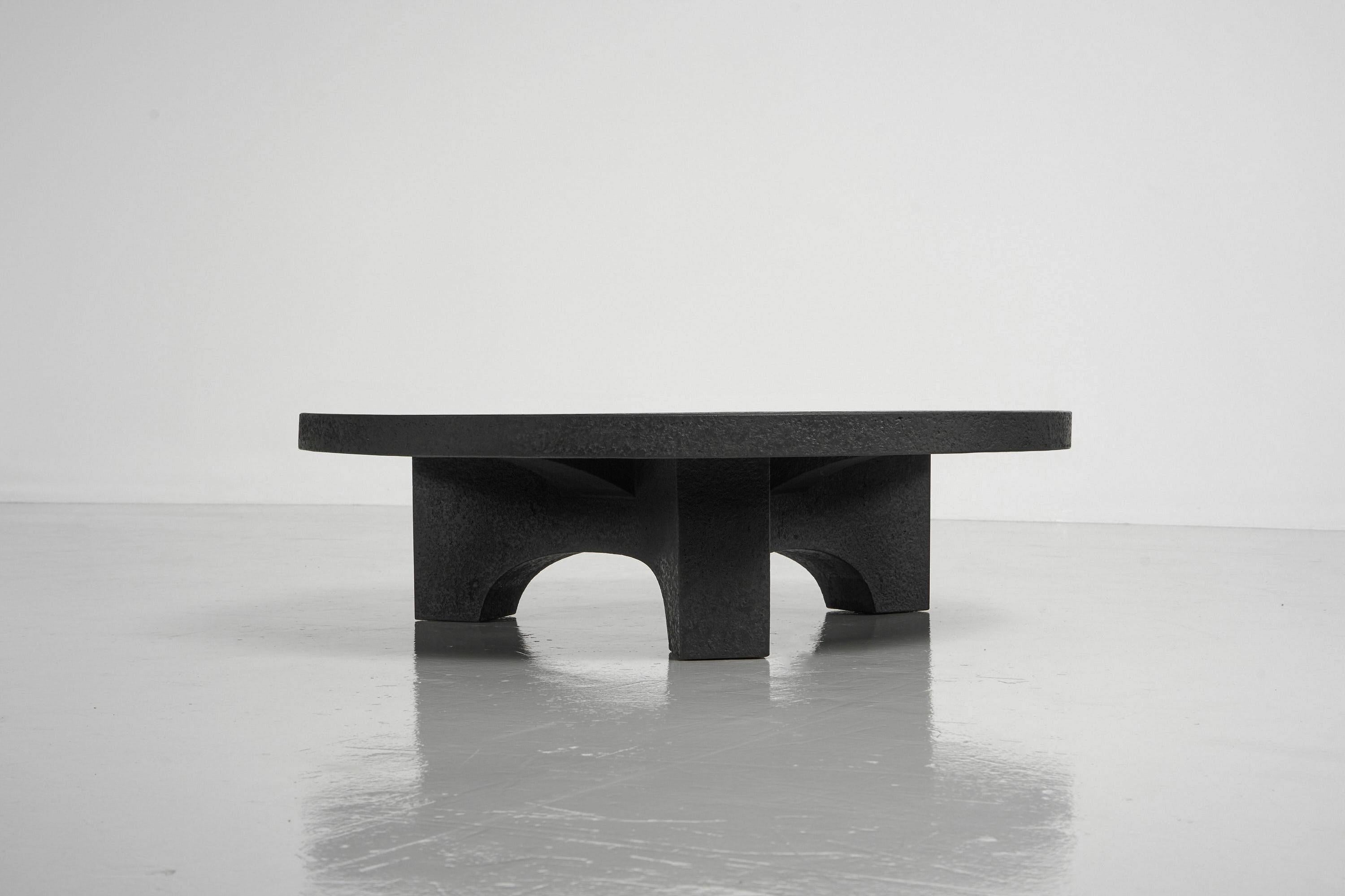 Brutalist Stone Black Coffee Table the Netherlands, 1960 1