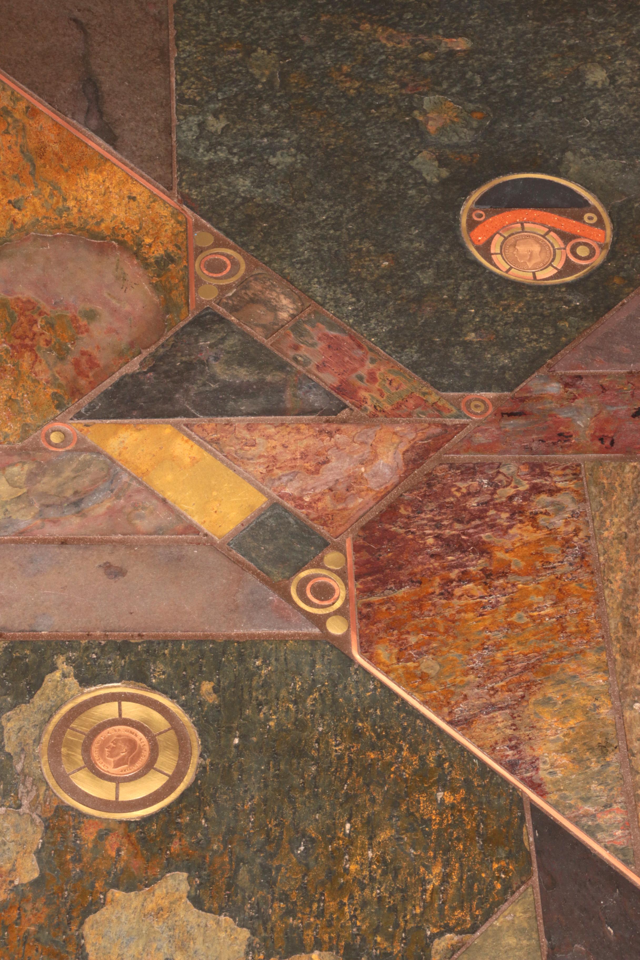 Brutalist Stone Coffee Table in the Style of Paul Kingma – Brass & Natural Stone For Sale 8