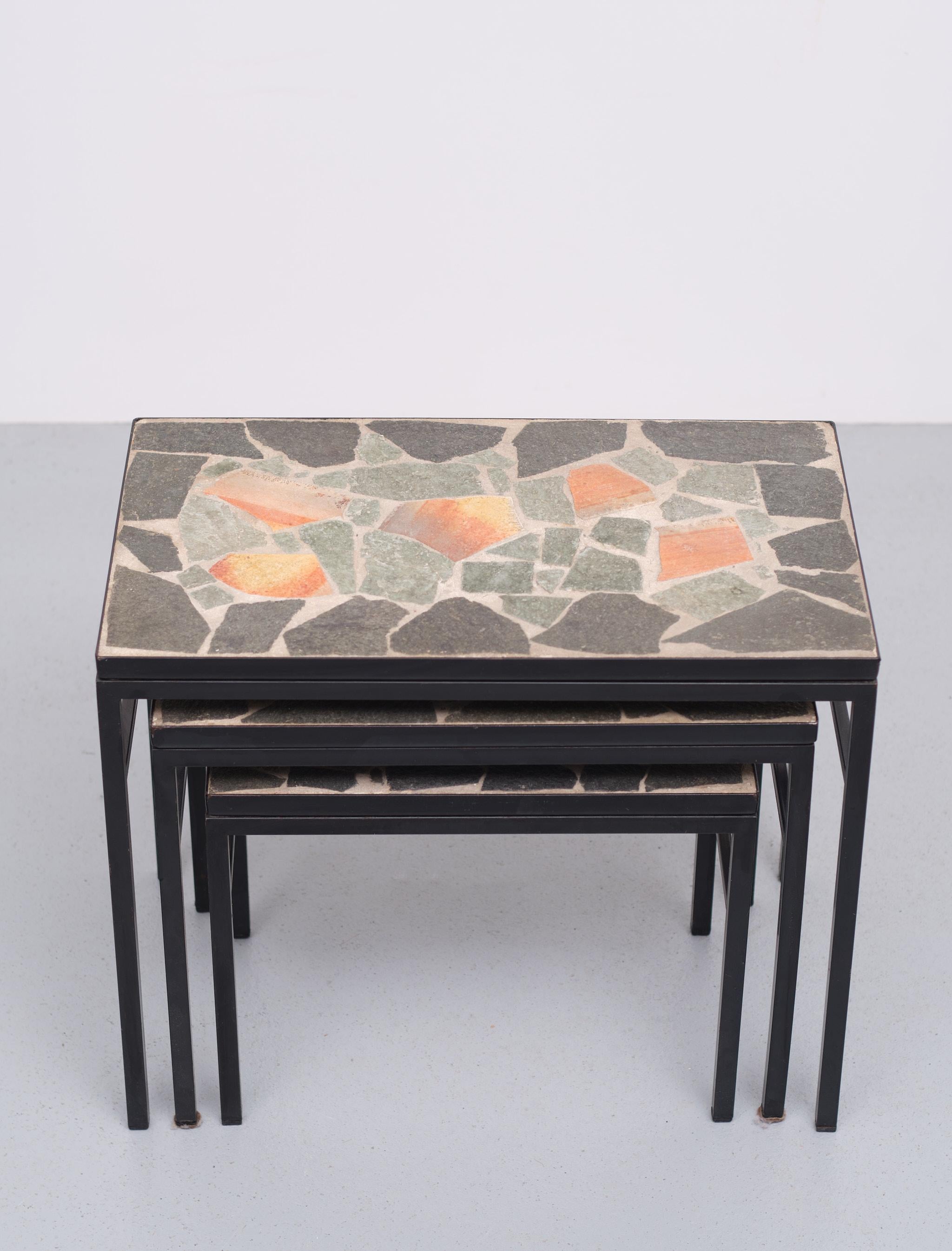 Brutalist Stone Nesting Tables, 1960s  7