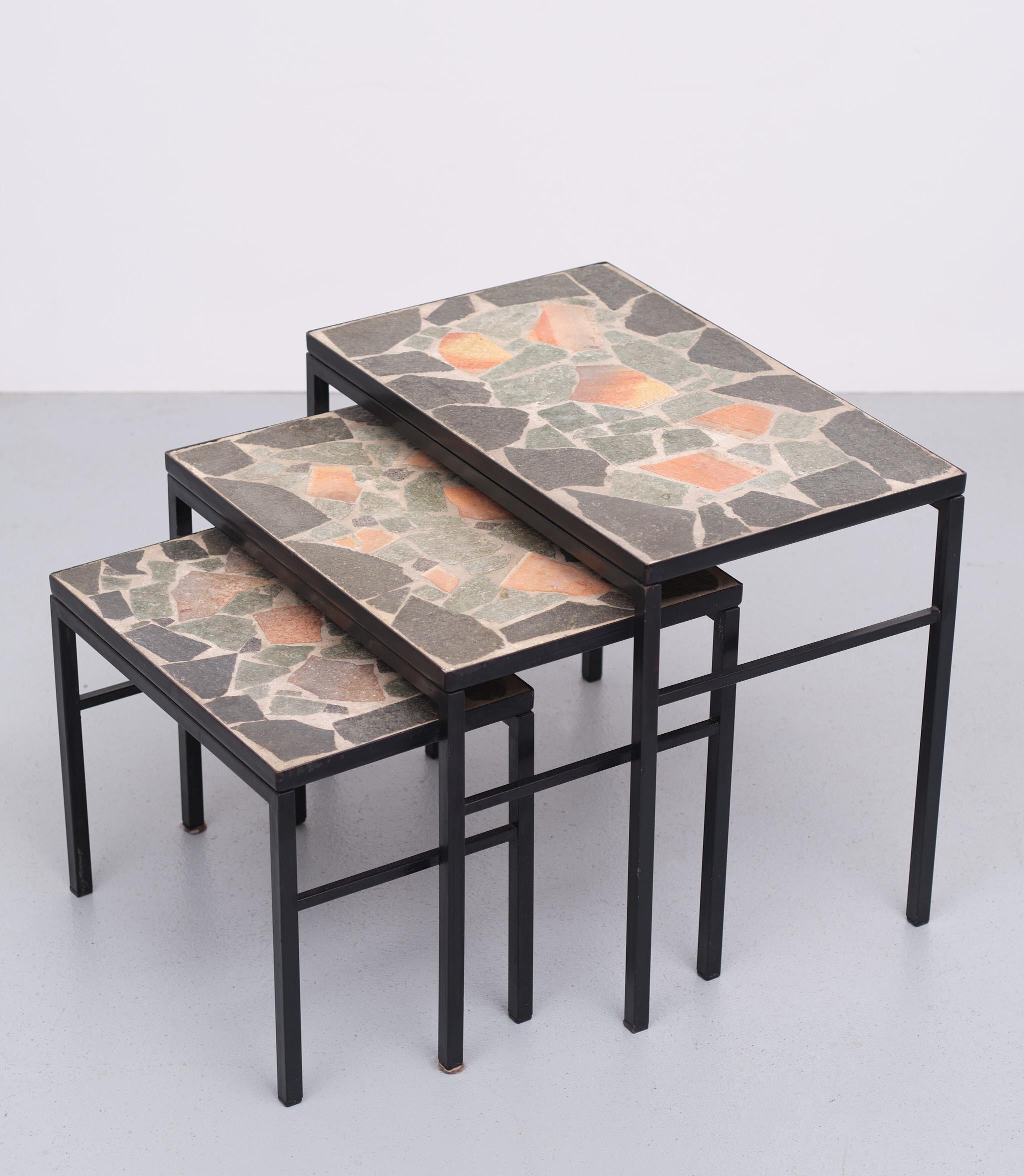 Brutalist Stone Nesting Tables, 1960s  In Good Condition In Den Haag, NL