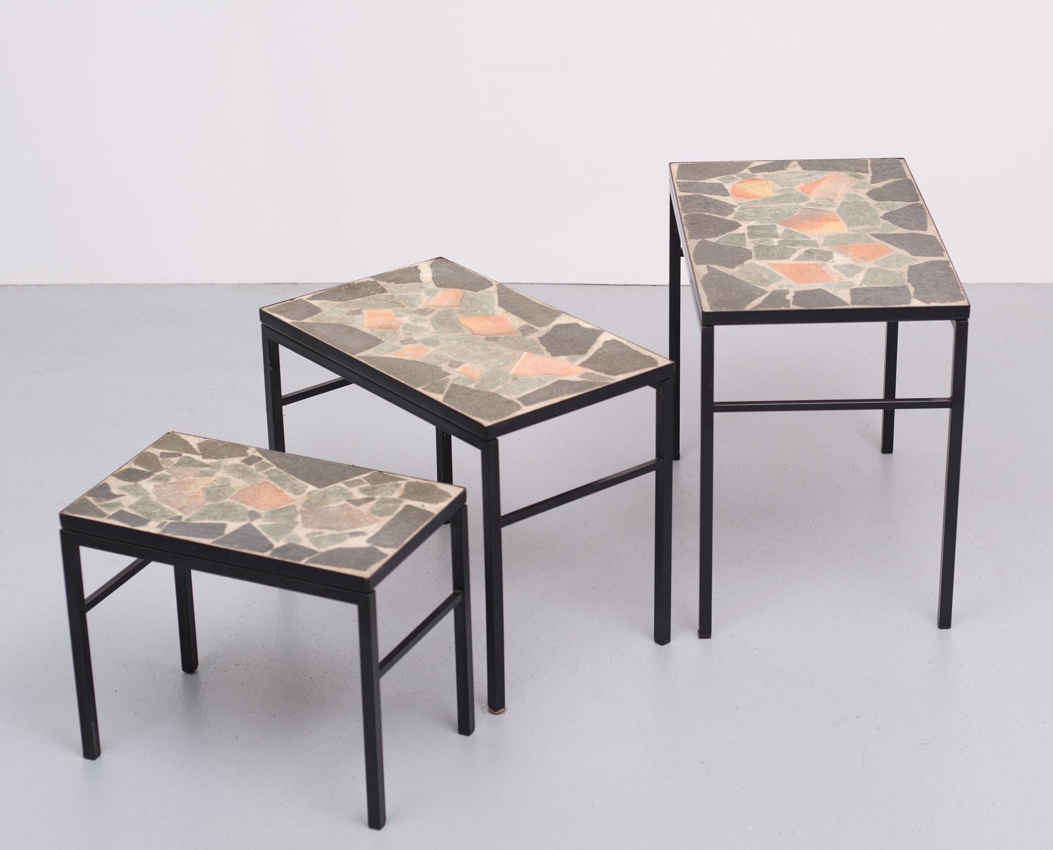 Mid-20th Century Brutalist Stone Nesting Tables, 1960s 