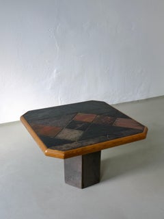 Tavolino quadrato brutalista in Oak Oak, anni '70