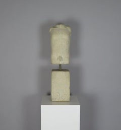 Brutalist Stone Sculpture of a Male Torso by Noëlle Favre