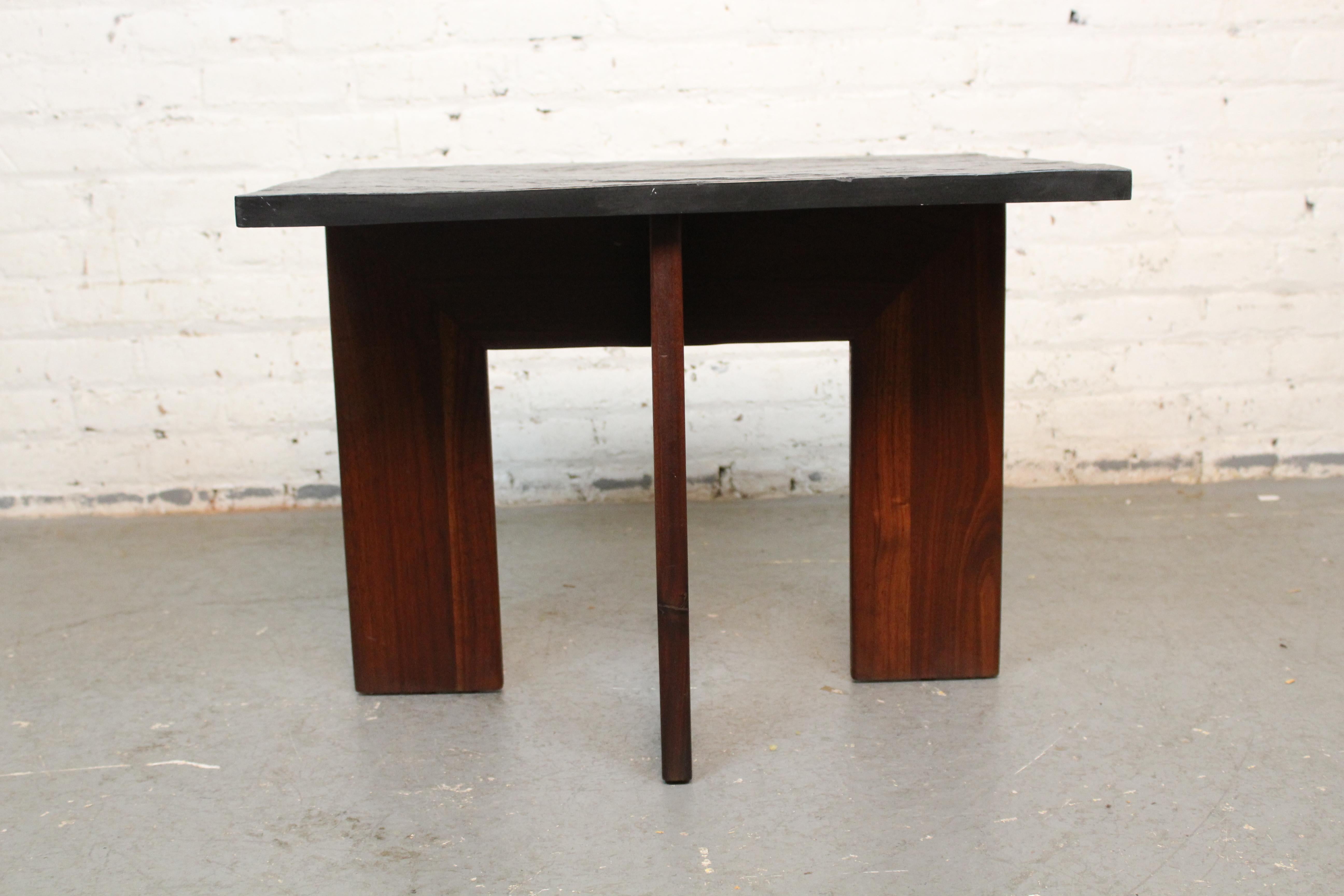 Mid-Century Modern Brutalist Stone Top Table by Adrian Pearsall for Craft Associates For Sale